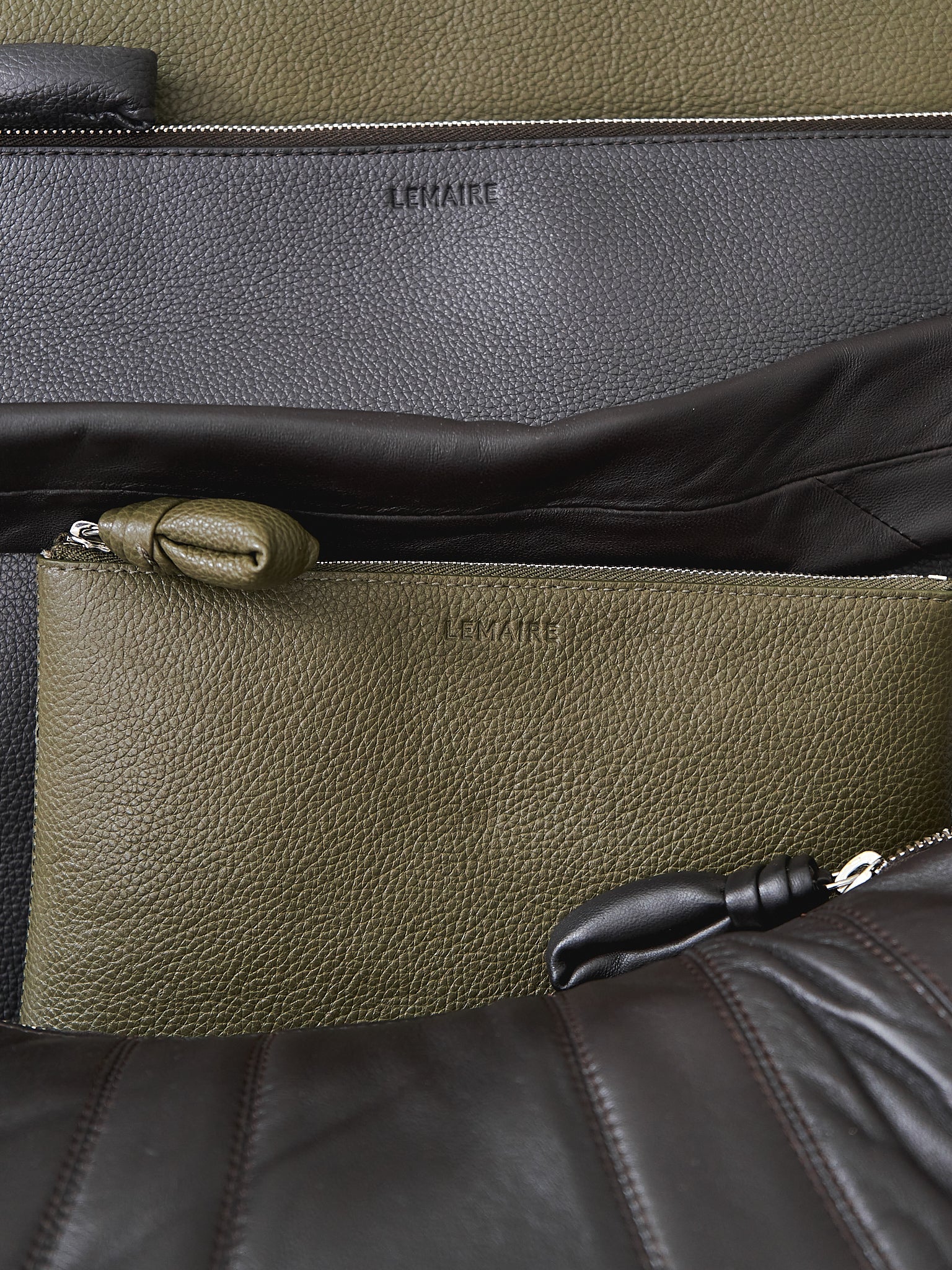 Namu Shop - Lemaire Document Holder - Dark Moss (grained leather)