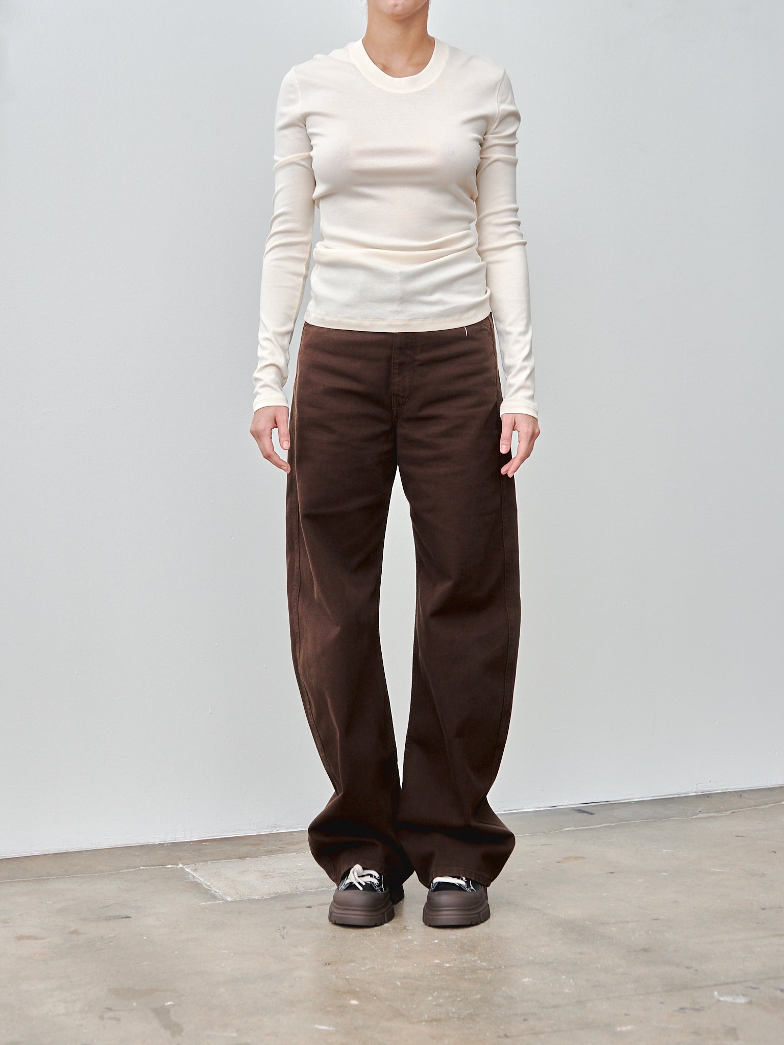 Namu Shop - Lemaire Rib Long Sleeve T-Shirt - Light Cream
