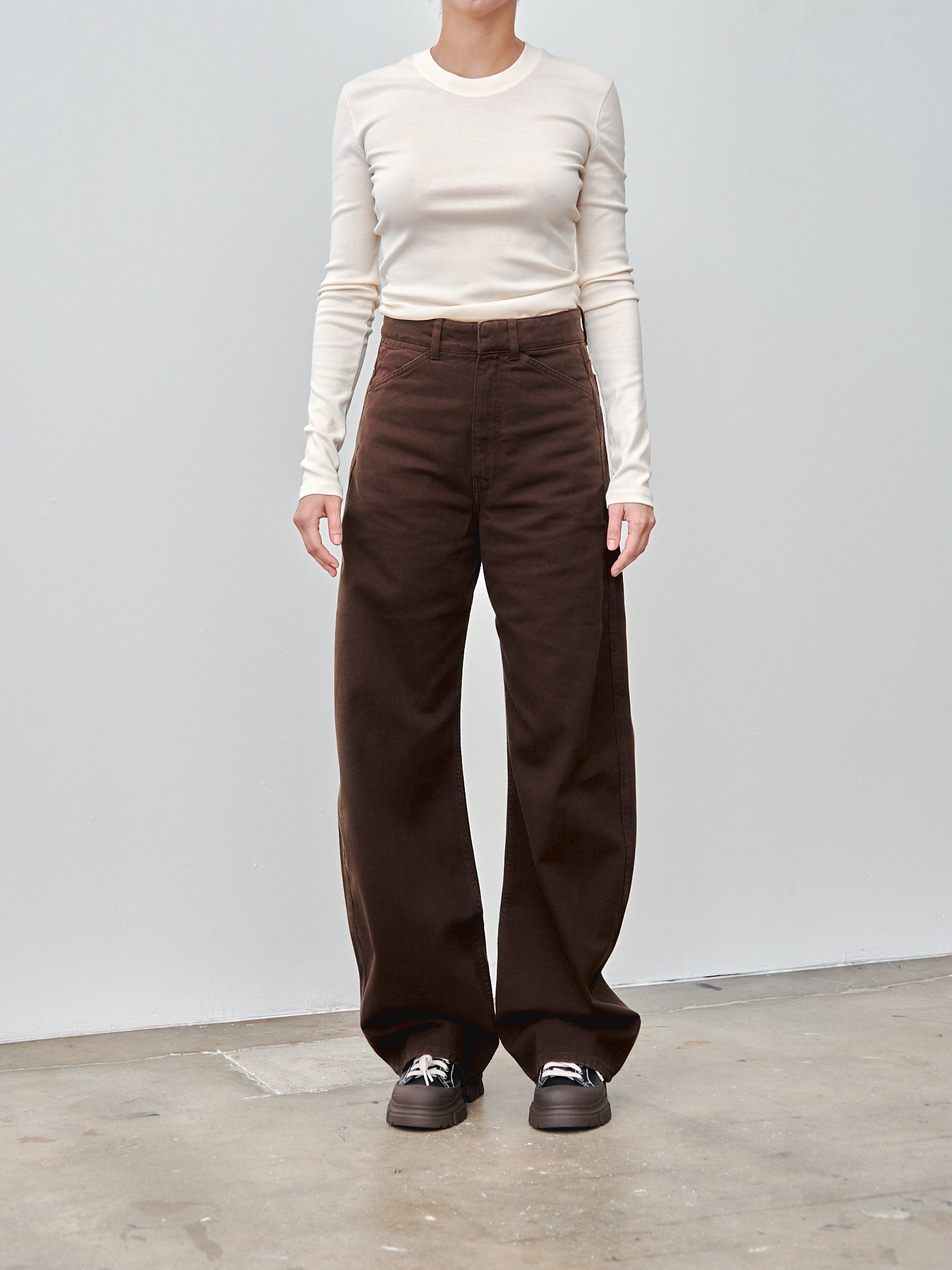 Namu Shop - Lemaire High Waisted Curved Pants - Espresso