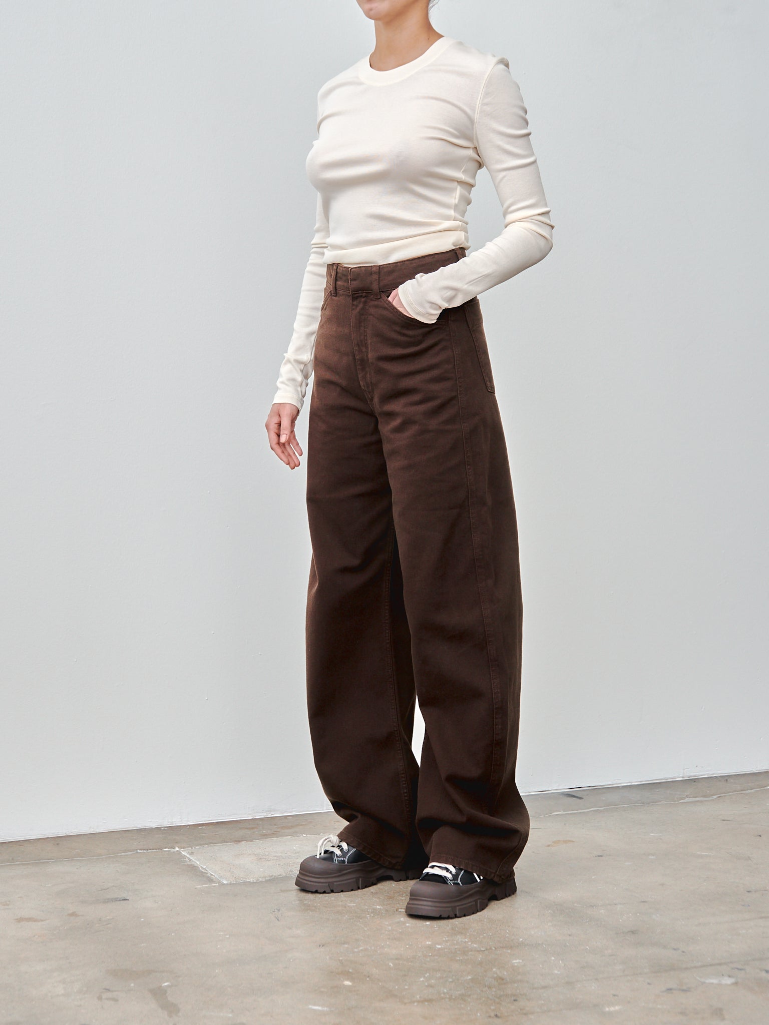 Namu Shop - Lemaire High Waisted Curved Pants - Espresso