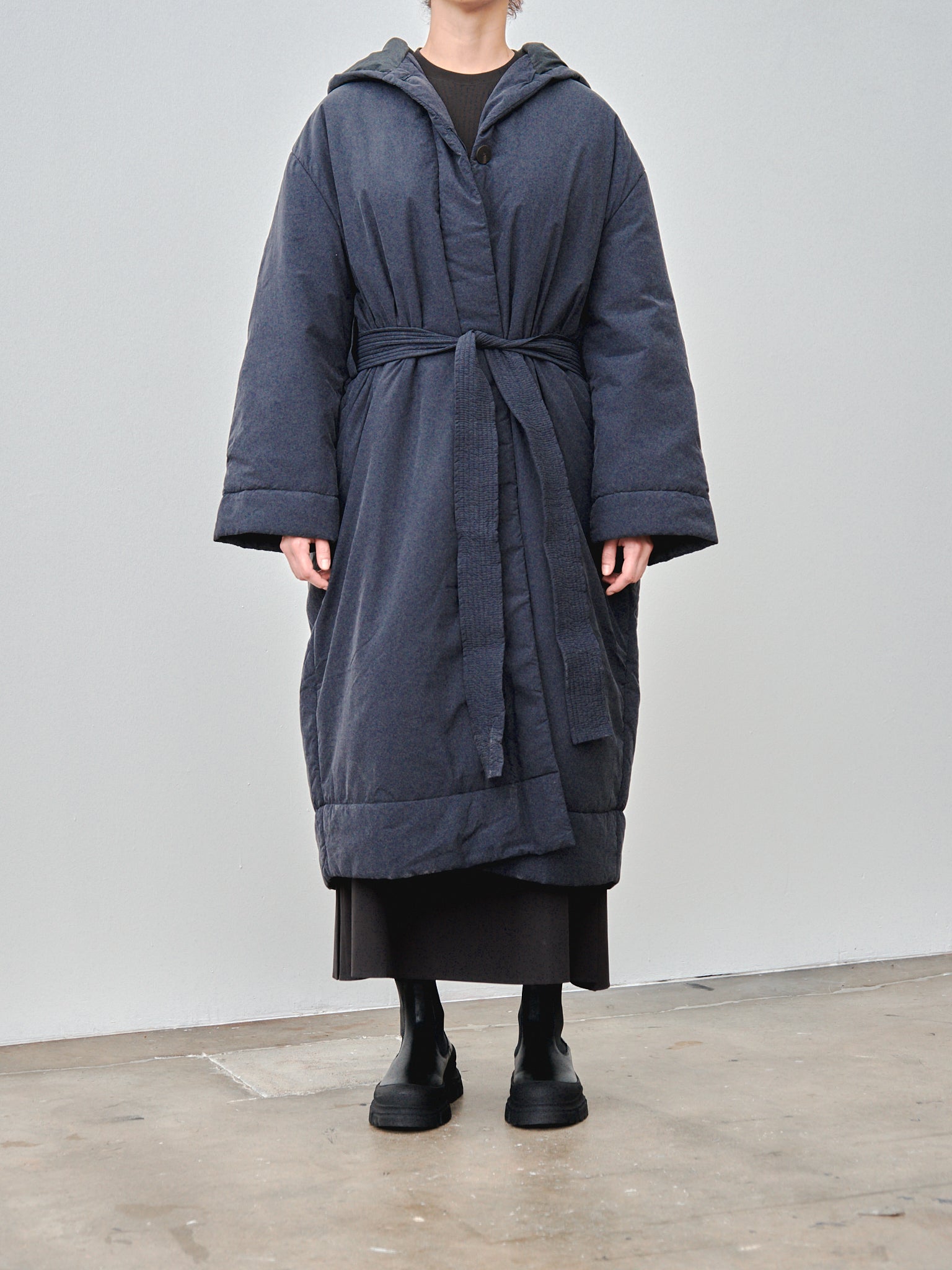 Namu Shop - Studio Nicholson Kariba Belted Wrap Puffer Coat - Black