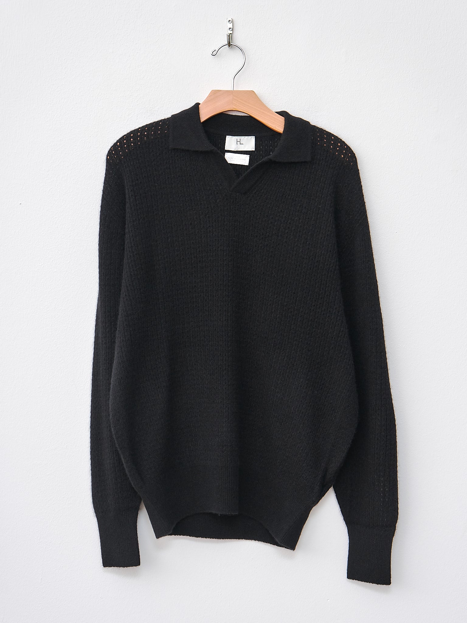 Namu Shop - Herill Whole Garment Cashmere Polo Knit - Black