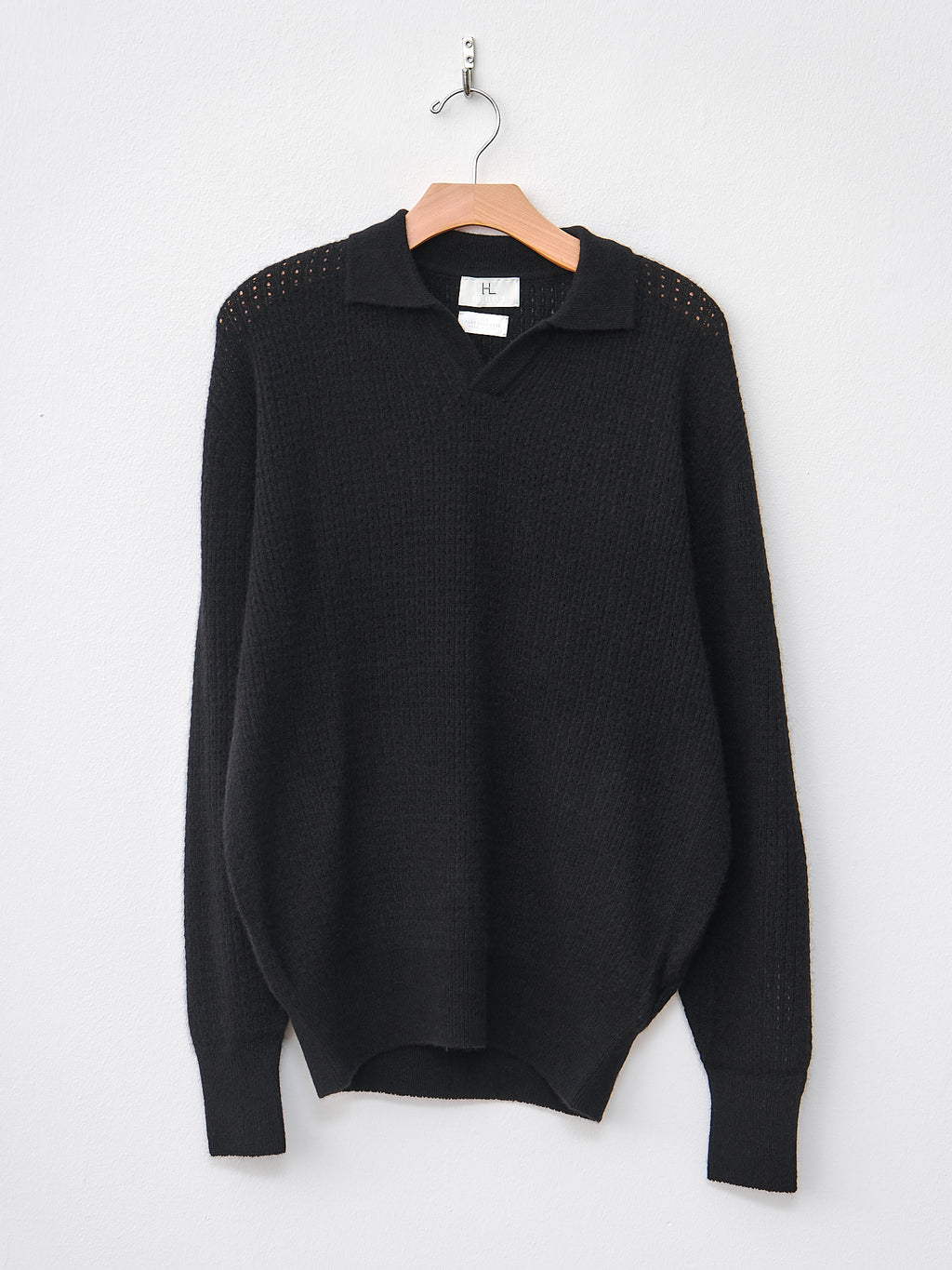 Namu Shop - Herill Whole Garment Cashmere Polo Knit - Black