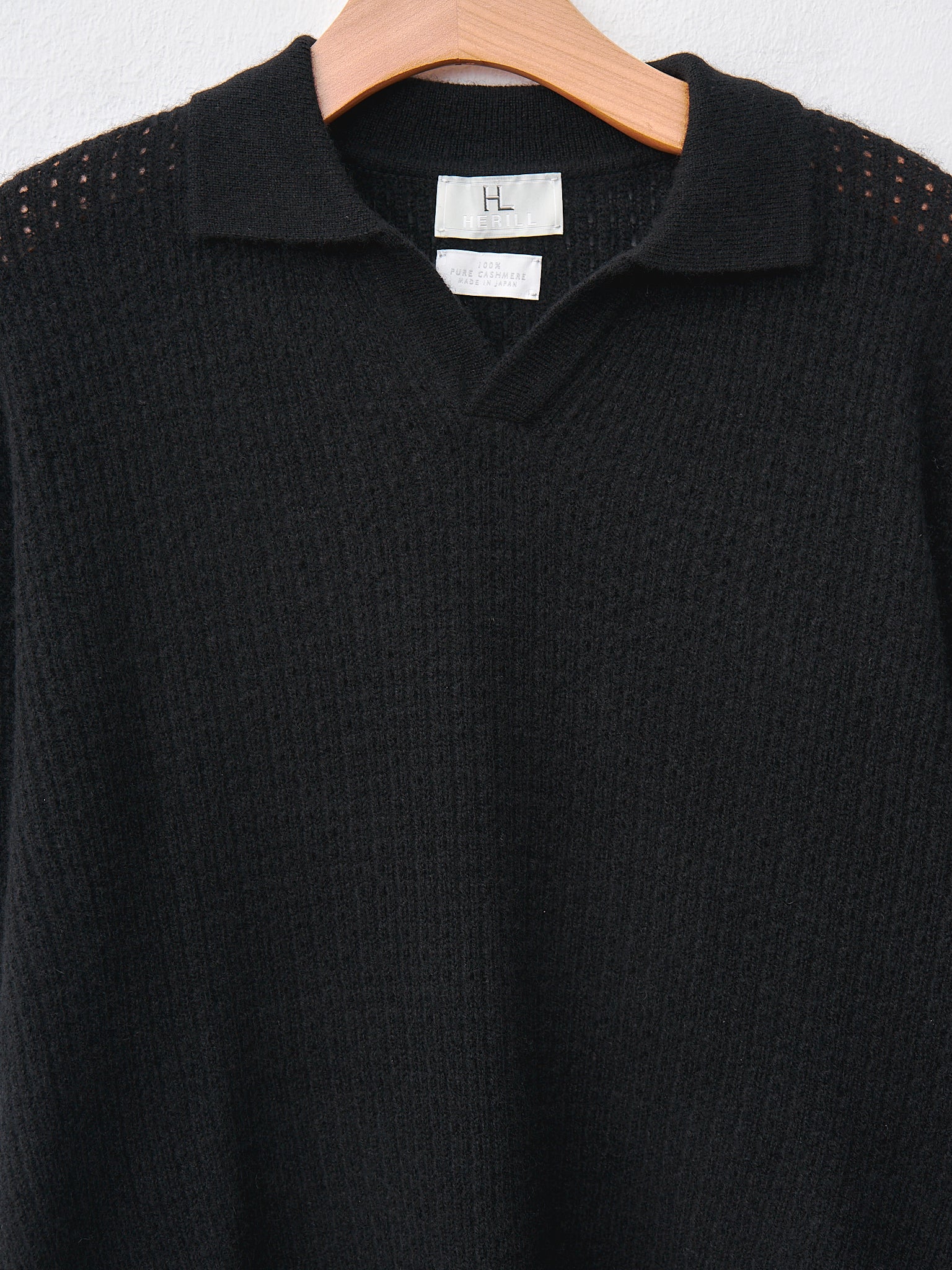 Namu Shop - Herill Whole Garment Cashmere Polo Knit - Black