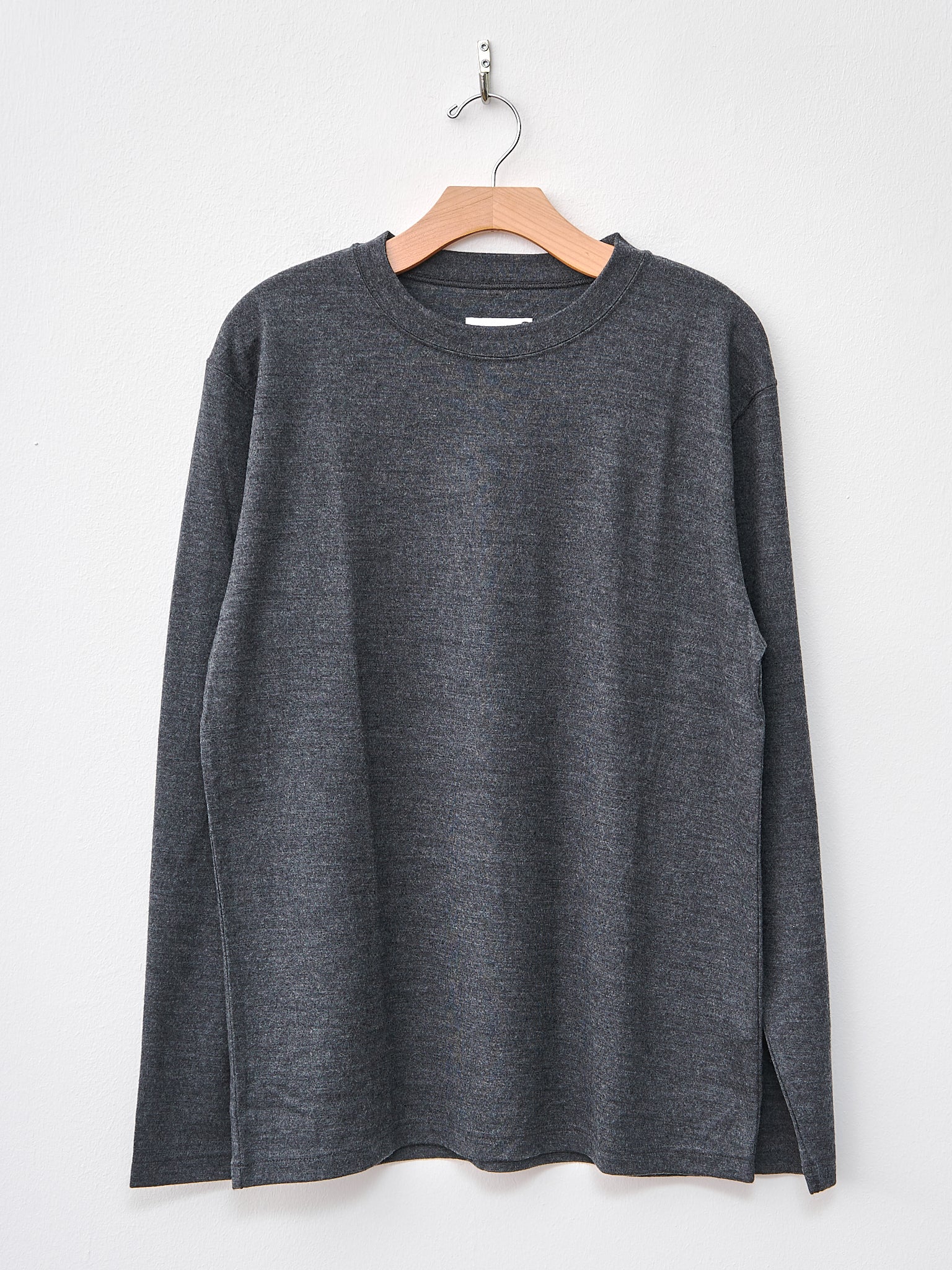 Namu Shop - ts(s) Washable Milled Wool Jersey Crewneck Top - Charcoal