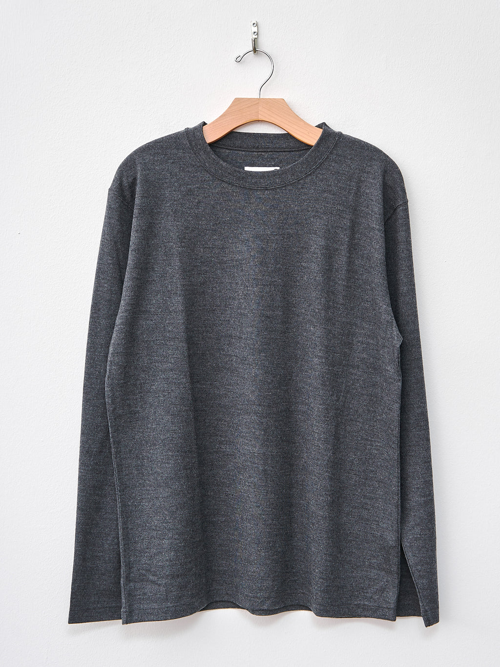 Namu Shop - ts(s) Washable Milled Wool Jersey Crewneck Top - Charcoal