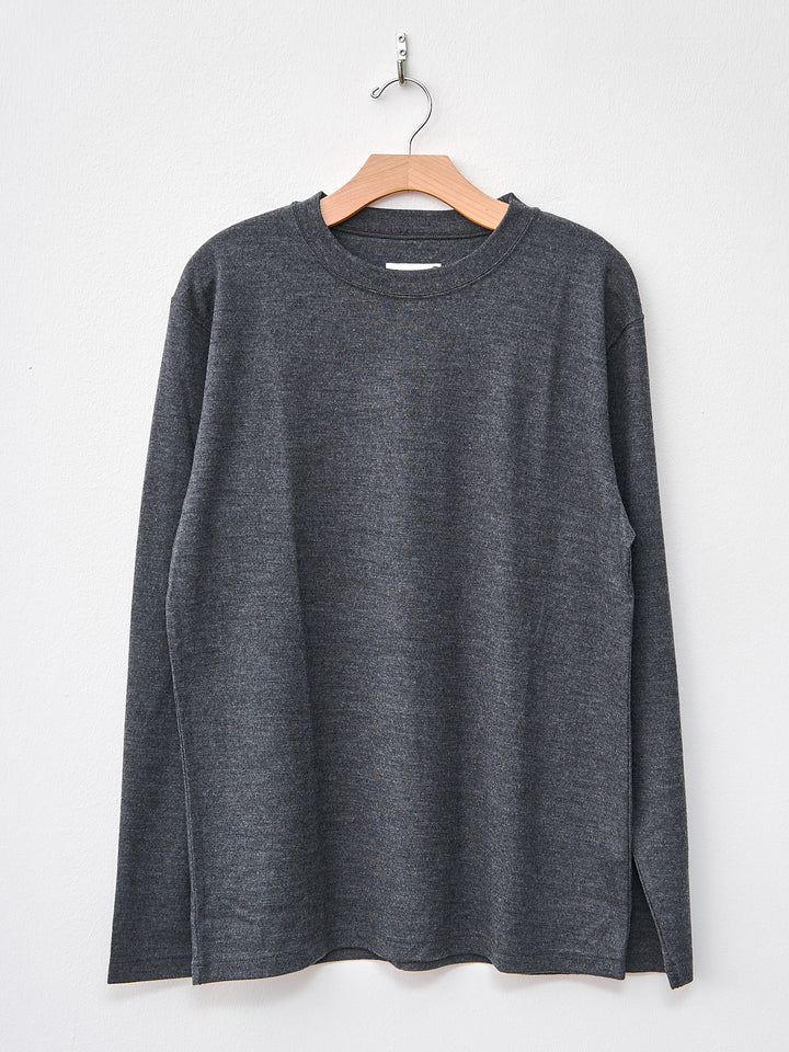 Namu Shop - ts(s) Washable Milled Wool Jersey Crewneck Top - Charcoal