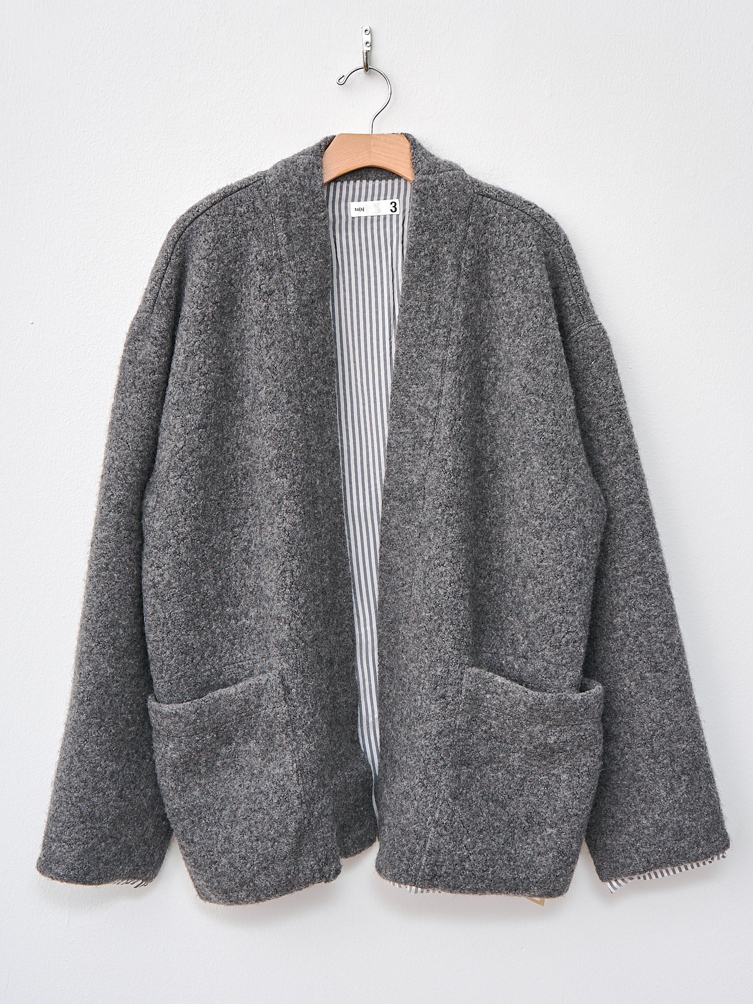 Namu Shop - ts(s) Recycled Wool Boa Jersey Lined Easy Cardigan - Gray