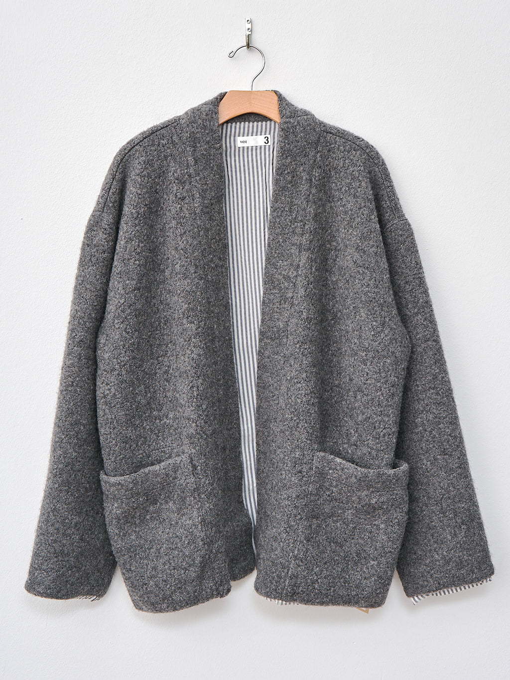 Namu Shop - ts(s) Recycled Wool Boa Jersey Lined Easy Cardigan - Gray