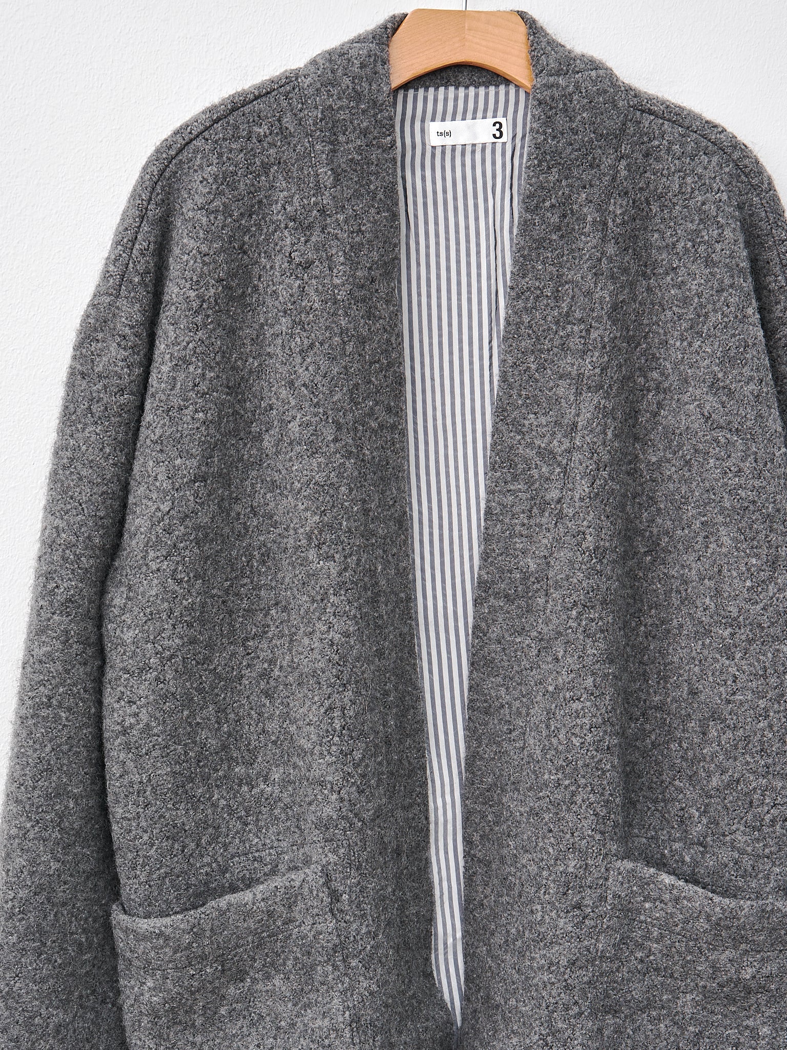 Namu Shop - ts(s) Recycled Wool Boa Jersey Lined Easy Cardigan - Gray