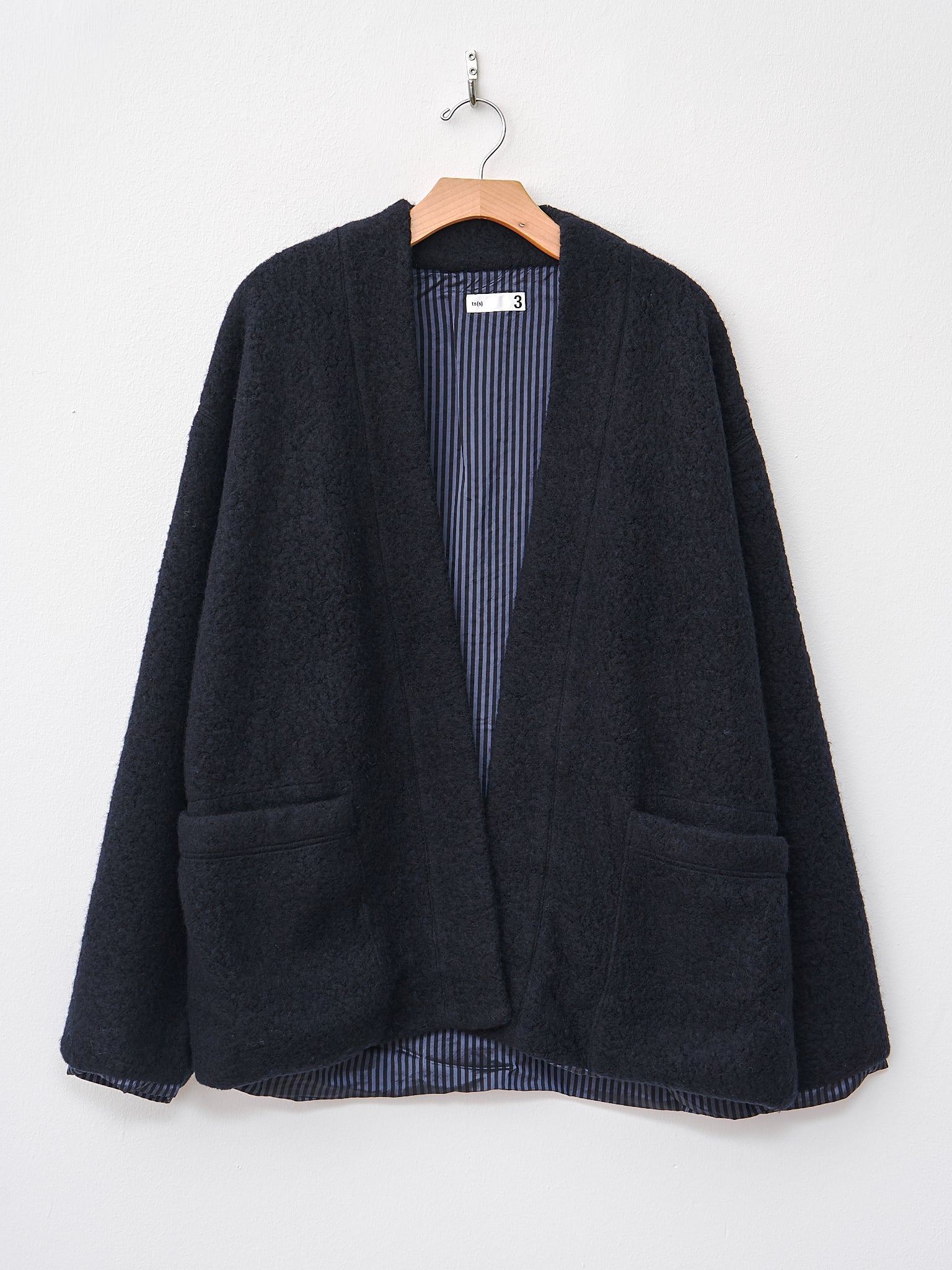 Namu Shop - ts(s) Recycled Wool Boa Jersey Lined Easy Cardigan - Navy