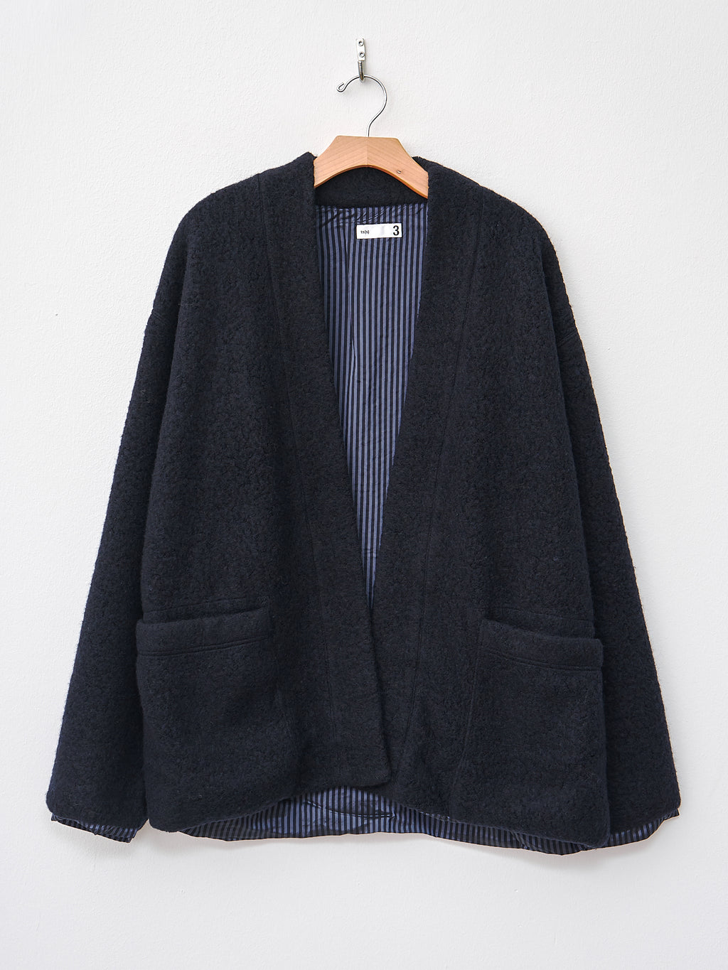Namu Shop - ts(s) Recycled Wool Boa Jersey Lined Easy Cardigan - Navy
