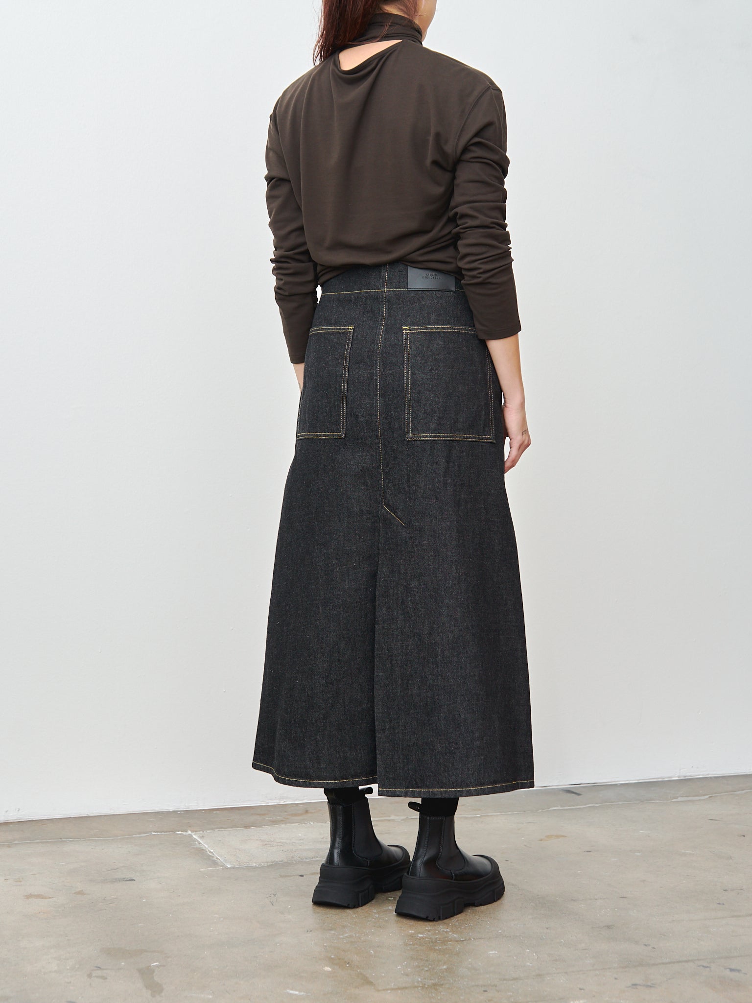 Namu Shop - Studio Nicholson Garner Skirt - Black Denim