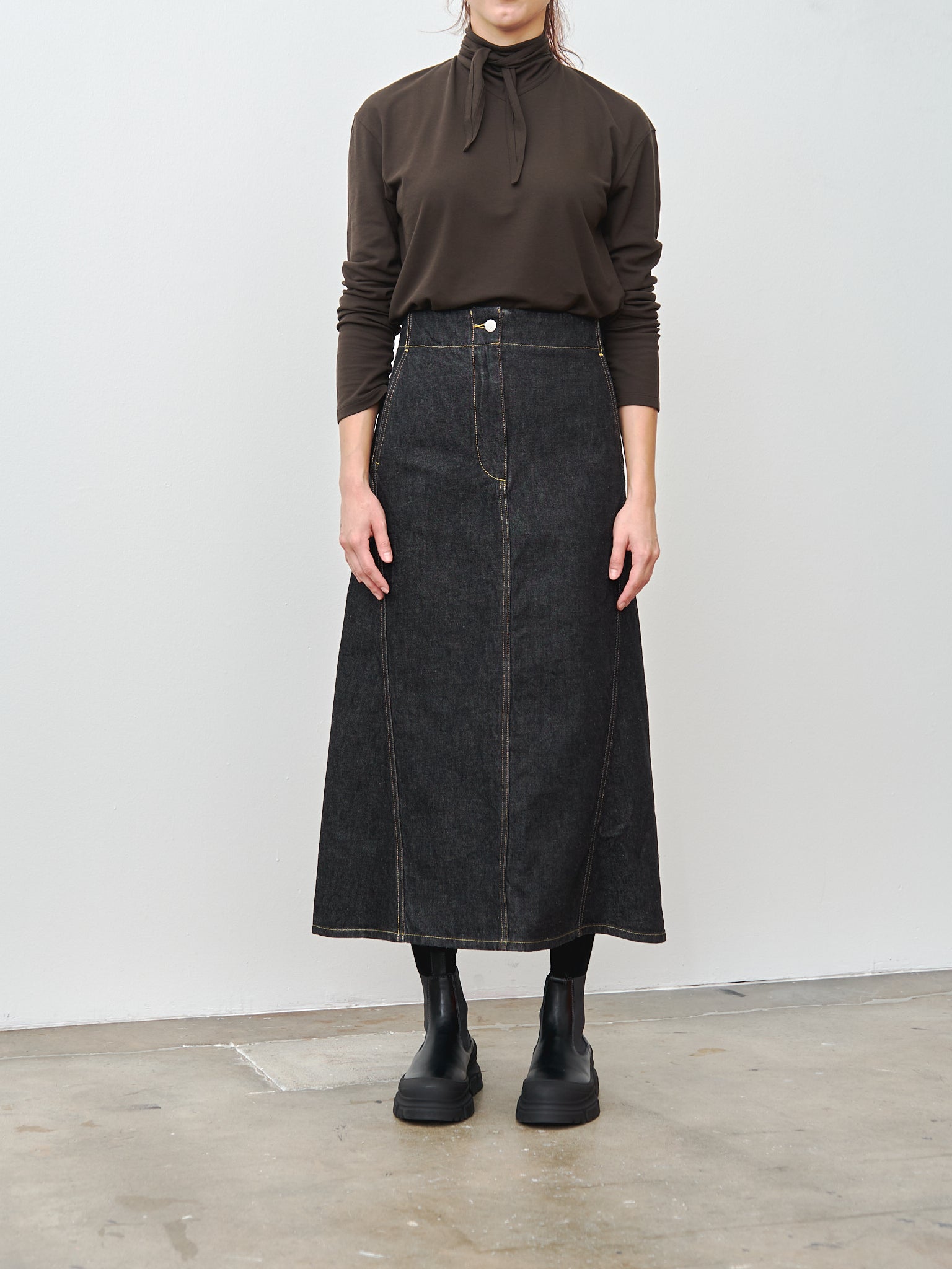 Namu Shop - Studio Nicholson Garner Skirt - Black Denim