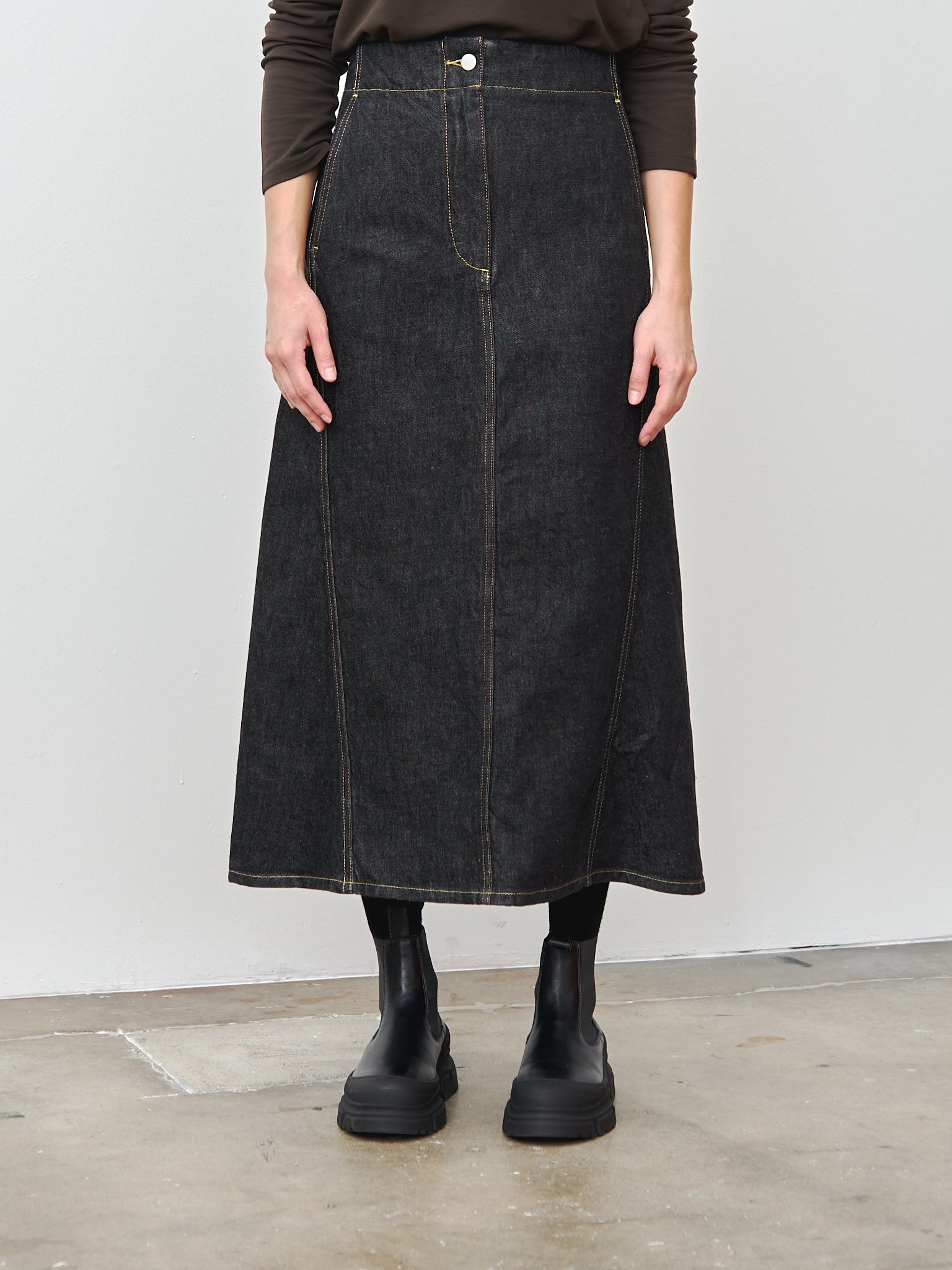 Namu Shop - Studio Nicholson Garner Skirt - Black Denim