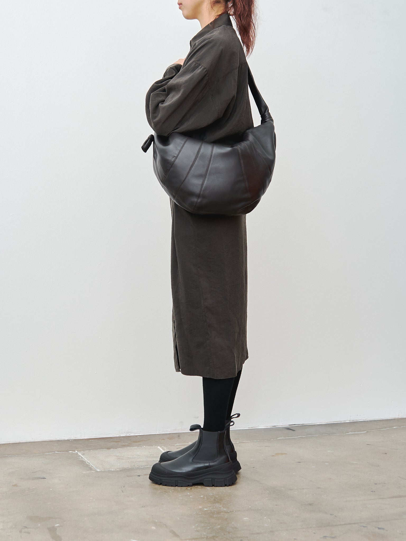 Namu Shop - Lemaire Straight Collar Twisted Dress - Dark Espresso