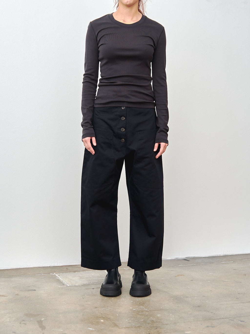 Namu Shop - Lemaire Rib Long Sleeve T-Shirt - Squid Ink