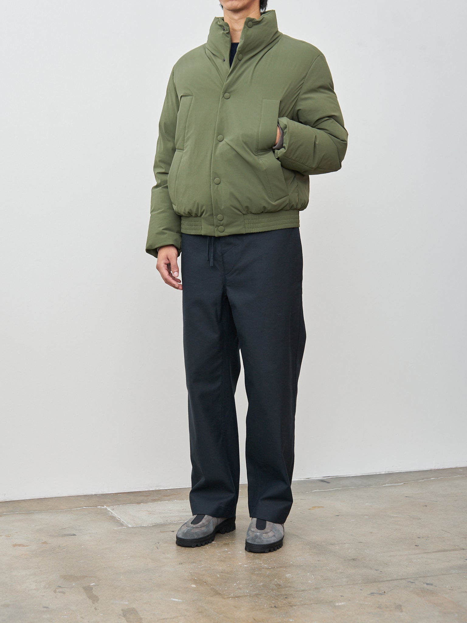 Namu Shop - Document Varsity Down Jacket - Khaki Green