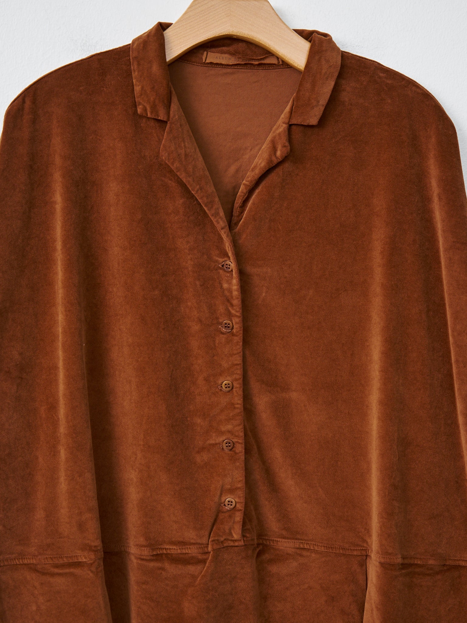 Namu Shop - Album di Famiglia Velvet Tailored Collar Dress - Rust