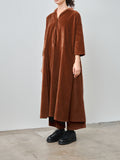 Namu Shop - Album di Famiglia Velvet Tailored Collar Dress - Rust