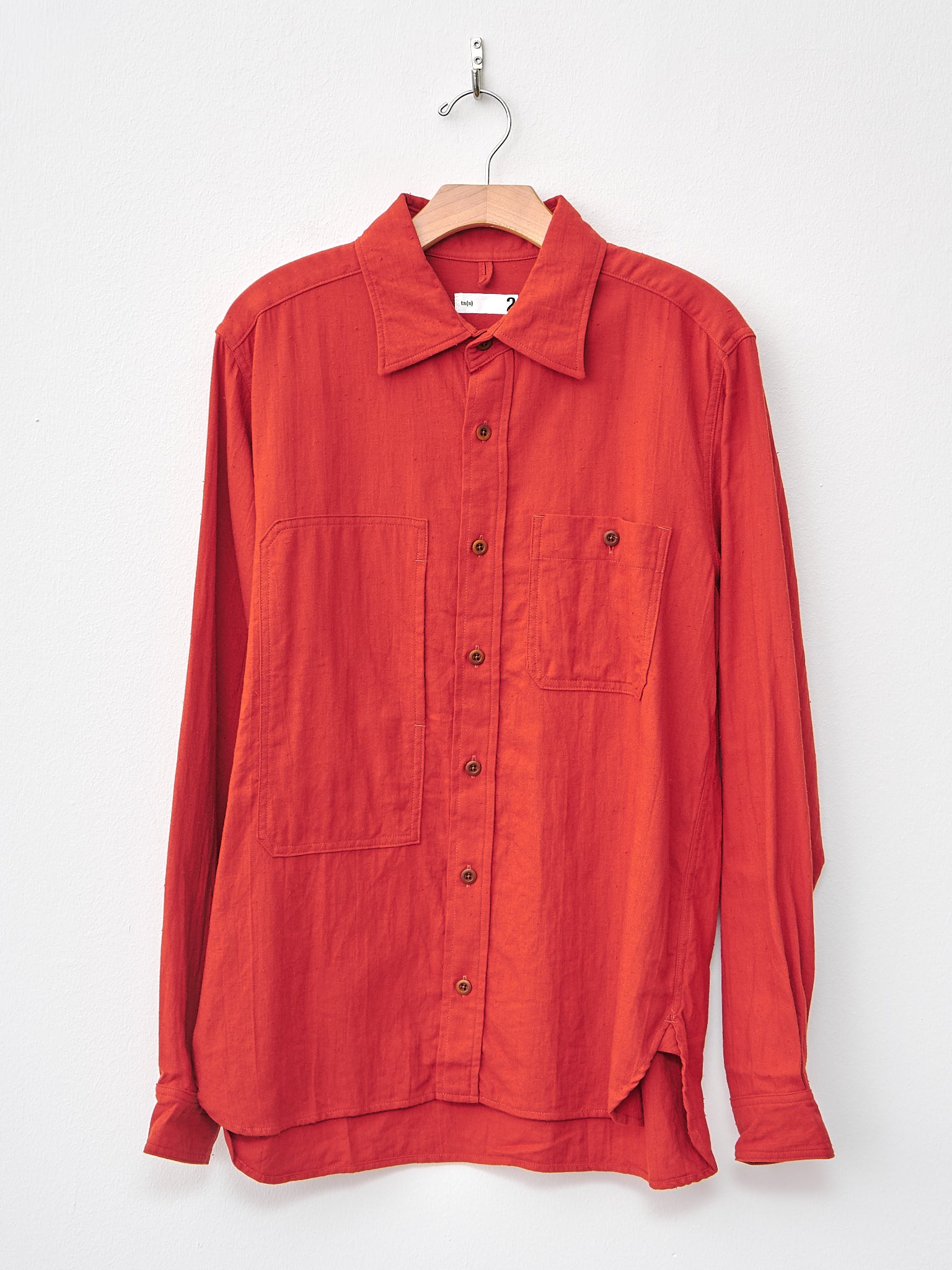 Namu Shop - ts(s) Organic Cotton Neps Asymmetric Pocket Work Shirt - Red