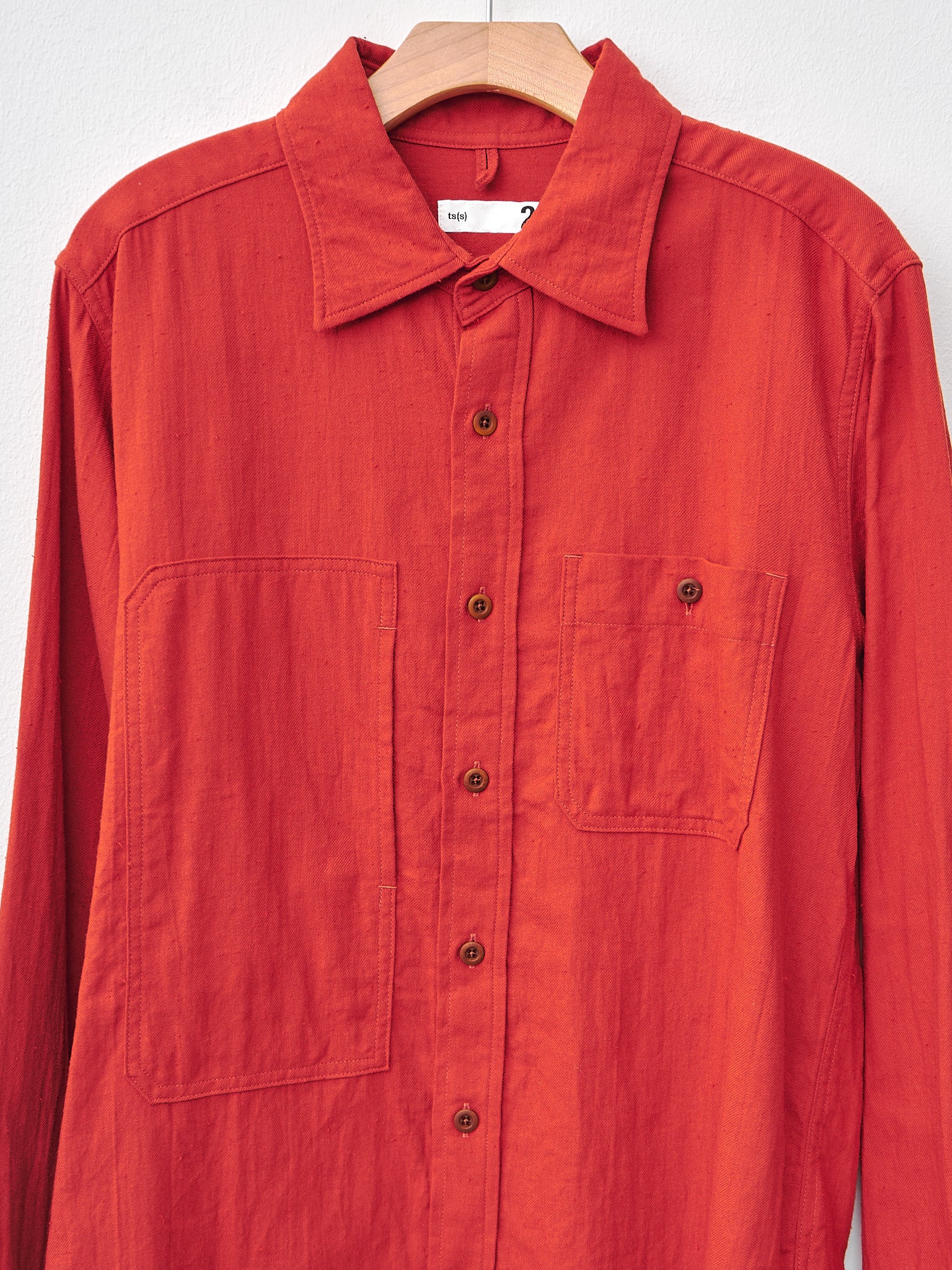 Namu Shop - ts(s) Organic Cotton Neps Asymmetric Pocket Work Shirt - Red