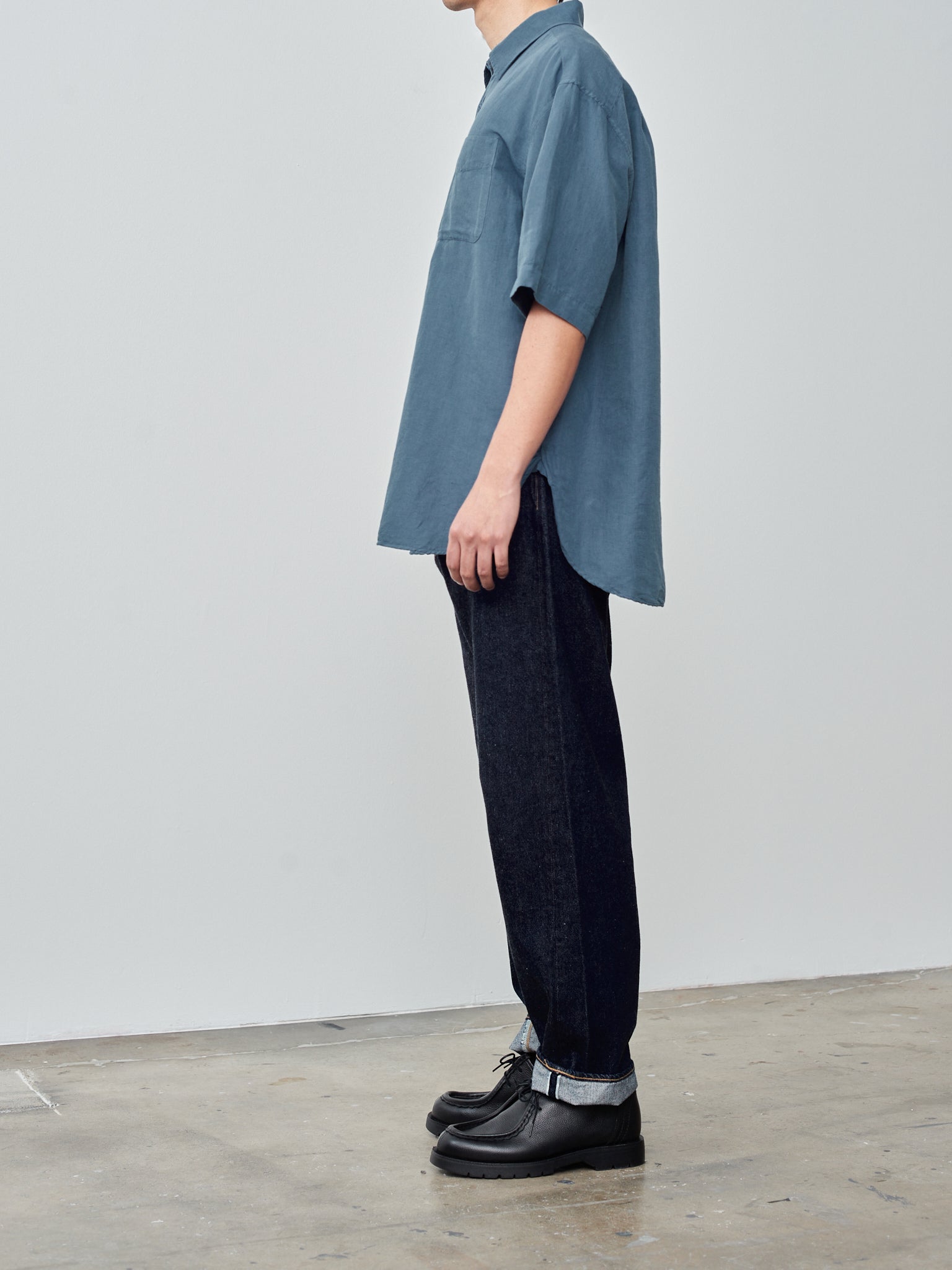 Namu Shop - Yoko Sakamoto Open Collar Shirt - Blue