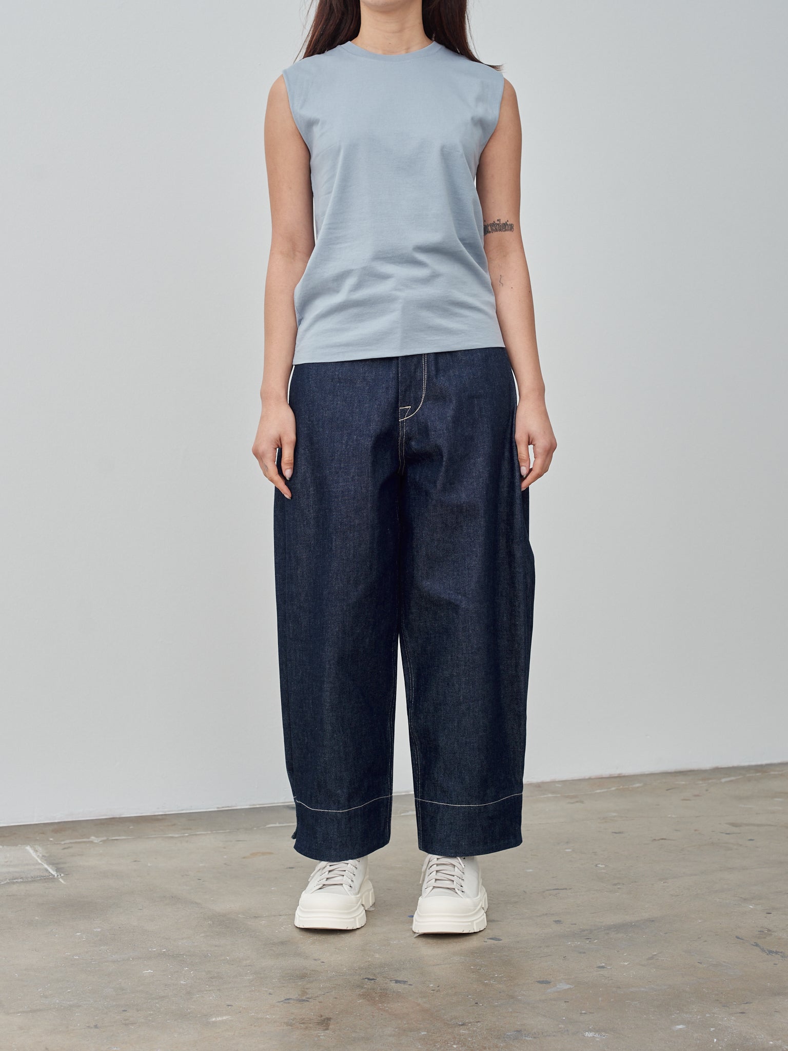 Namu Shop - Auralee Organic Cotton High Gauge Jersey Sleeveless - Blue Gray