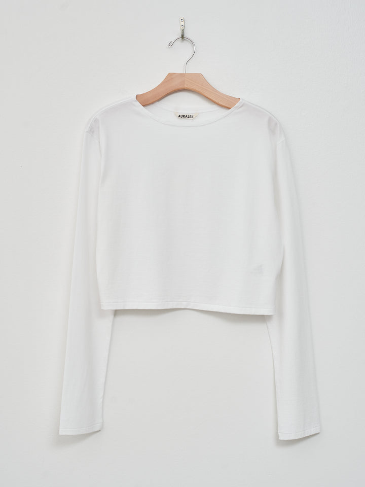 Namu Shop - Auralee Organic Cotton High Gauge Jersey Boat Neck L/S Tee - White