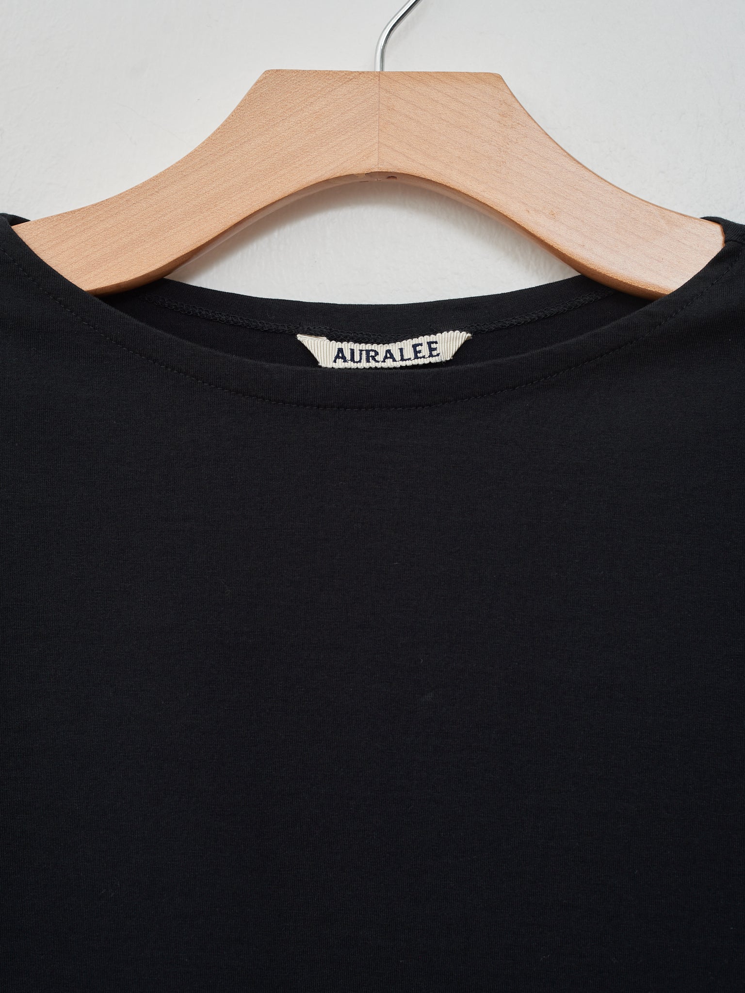 Namu Shop - Auralee Organic Cotton High Gauge Jersey Boat Neck L/S Tee - Black
