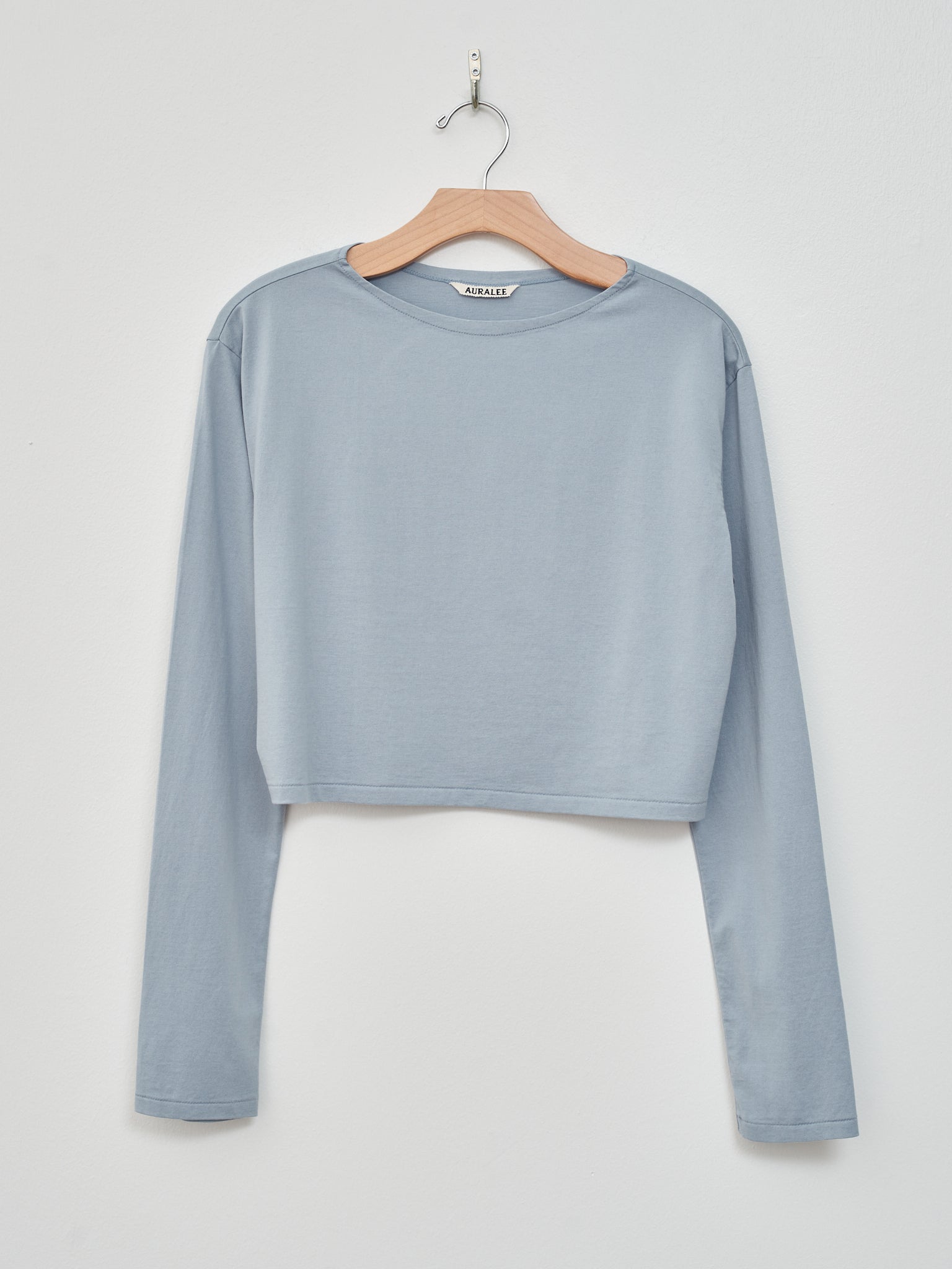 Namu Shop - Auralee Organic Cotton High Gauge Jersey Boat Neck L/S Tee - Blue Gray