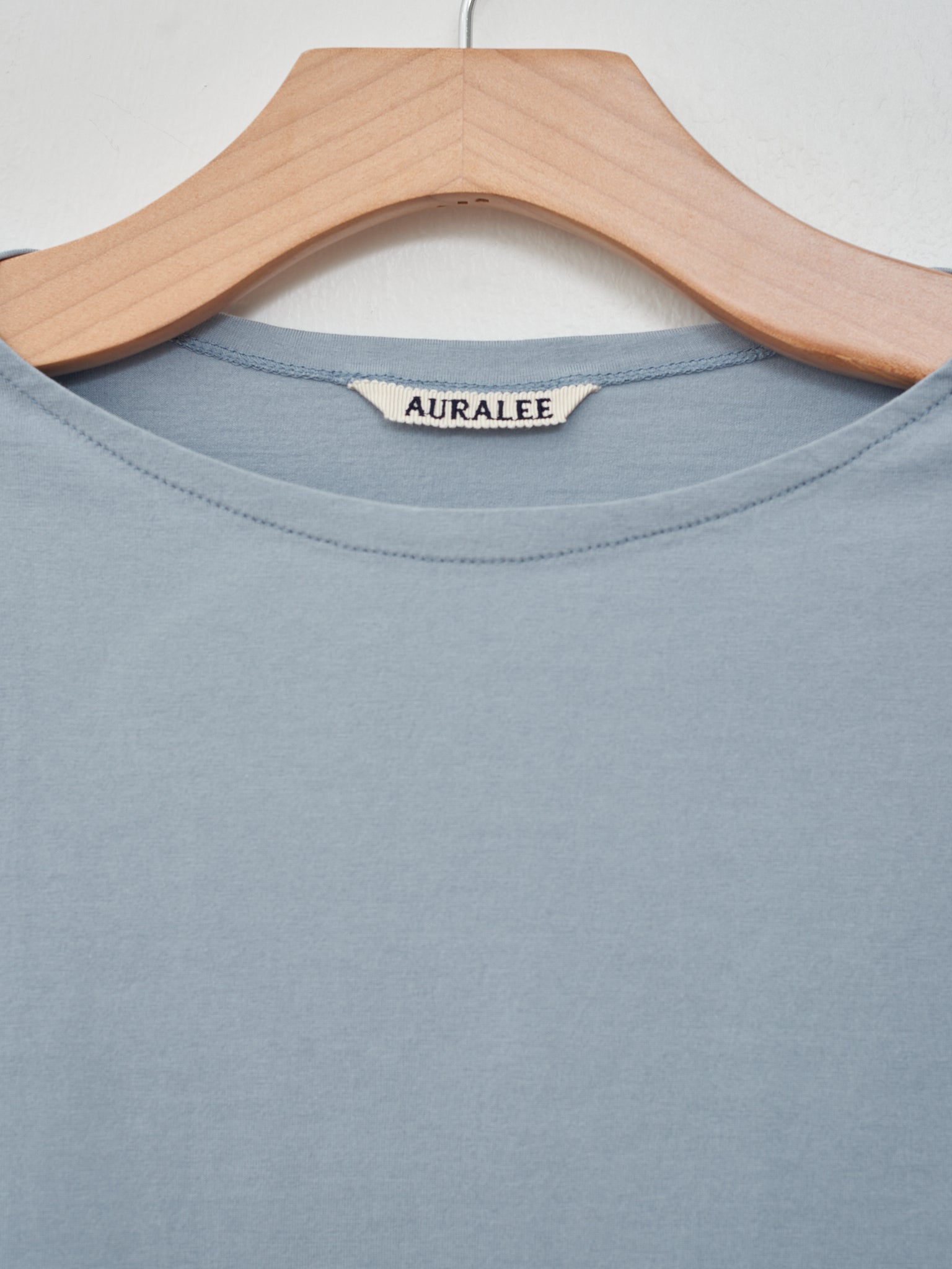 Namu Shop - Auralee Organic Cotton High Gauge Jersey Boat Neck L/S Tee - Blue Gray