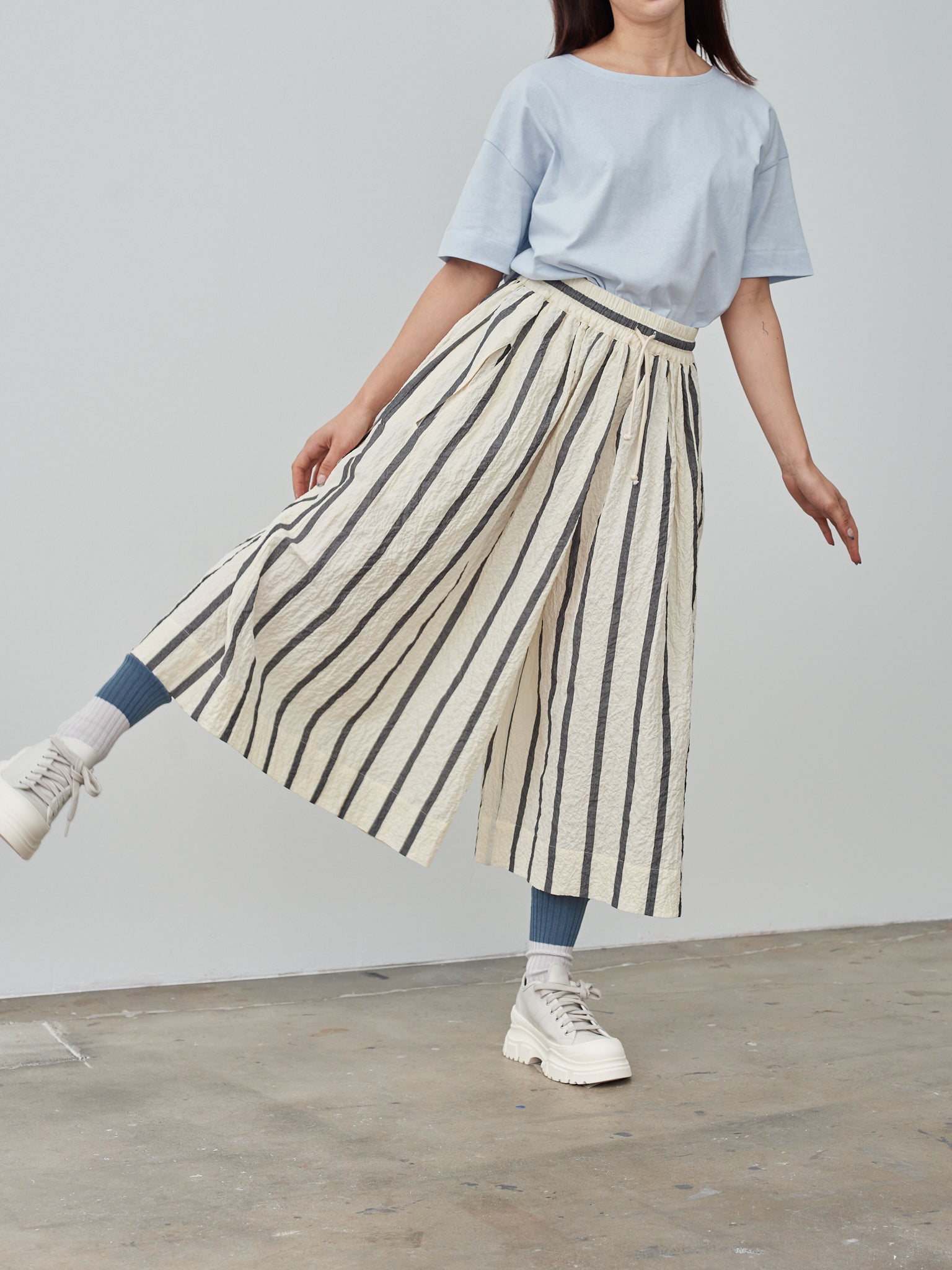 Namu Shop - Toogood The Acrobat Culotte - Bold Stripe Flint/Raw
