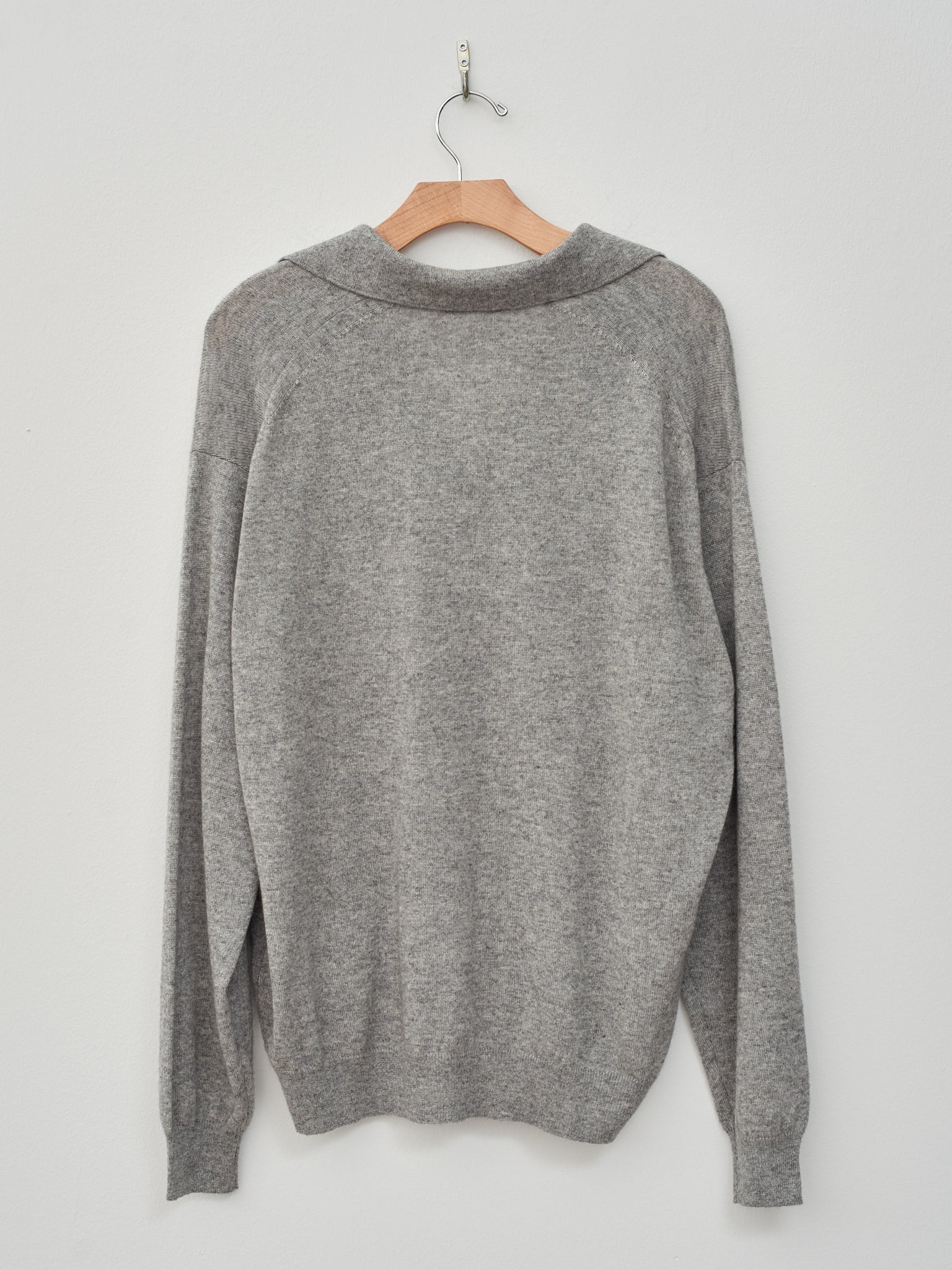 Namu Shop - Auralee Super Fine Cashmere Silk Knit Skipper Polo- Top Gray
