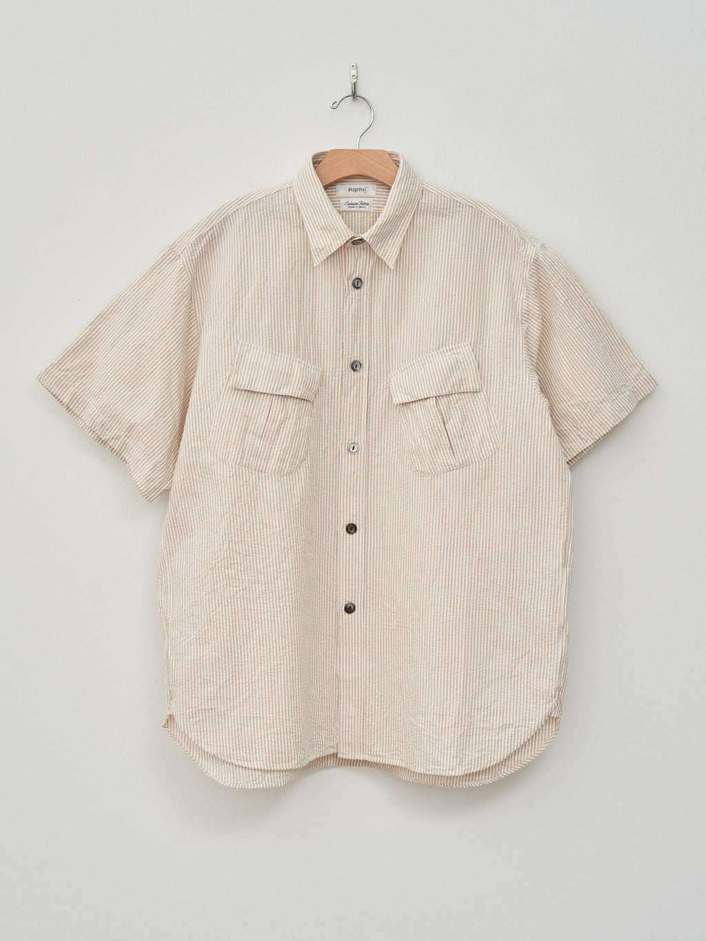 Namu Shop - Fujito S/S Fatigue Shirt - Beige Stripe