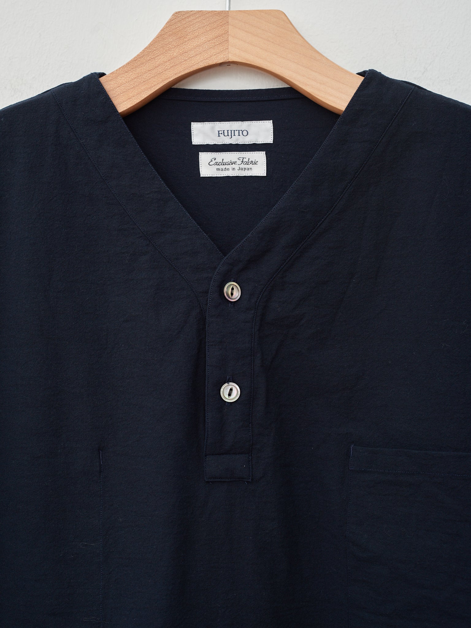 Namu Shop - Fujito Henley Neck Shirt - Dark Navy