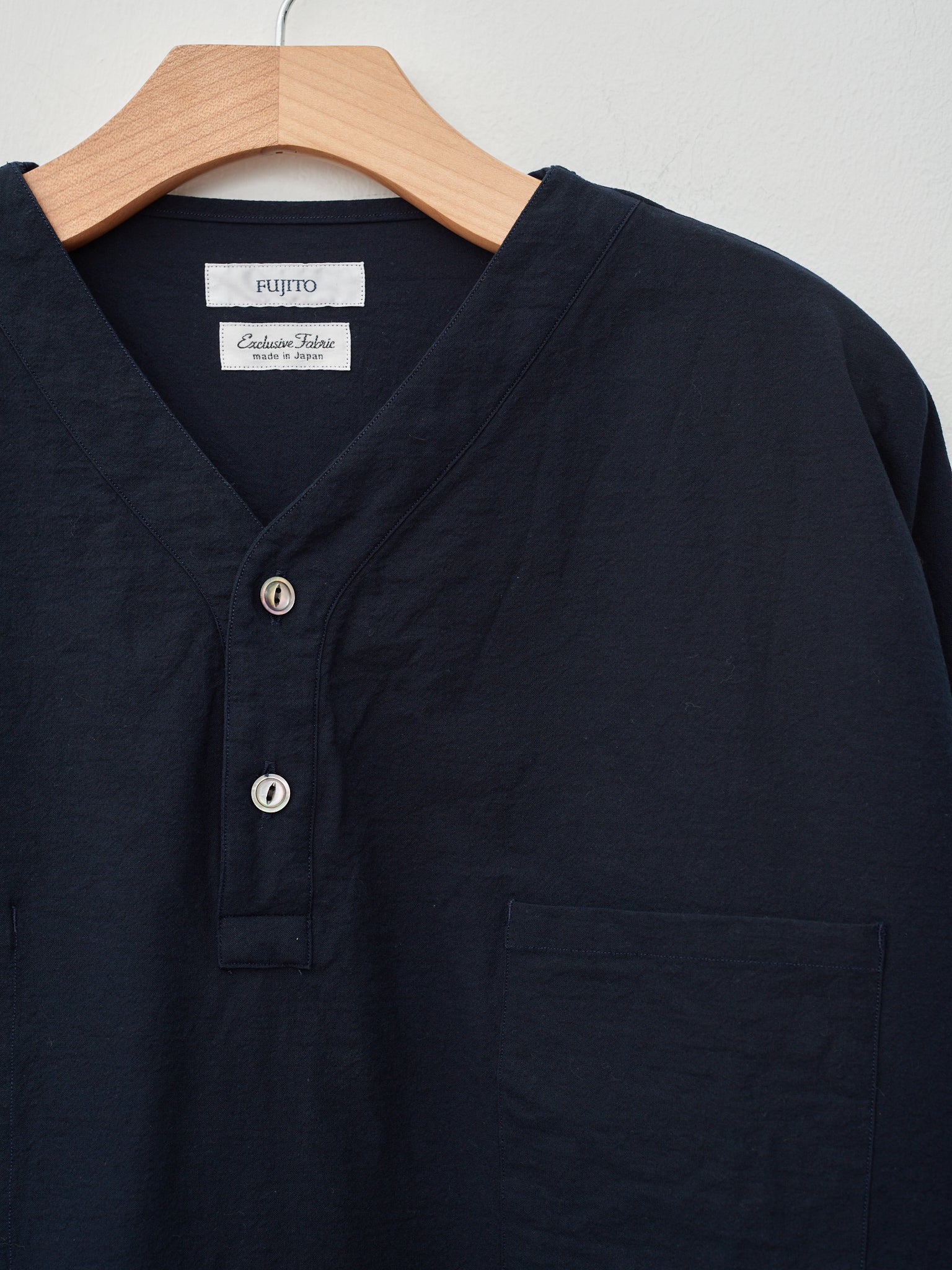 Namu Shop - Fujito Henley Neck Shirt - Dark Navy