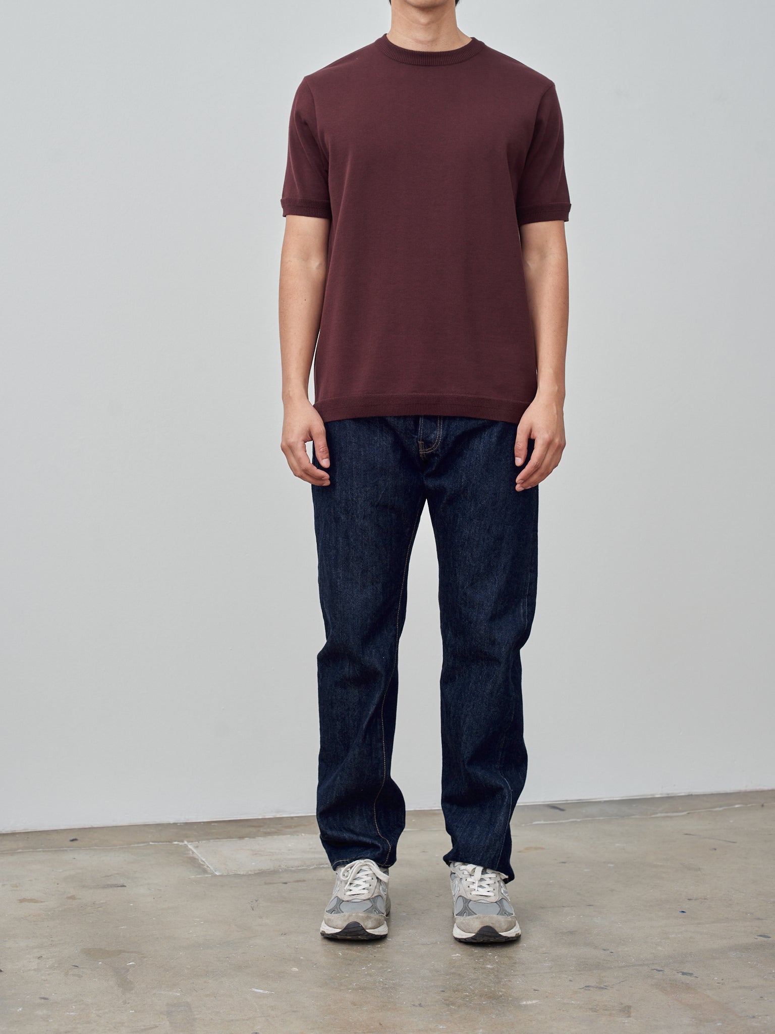 Namu Shop - Fujito C/N Knit T-Shirt - Dark Wine