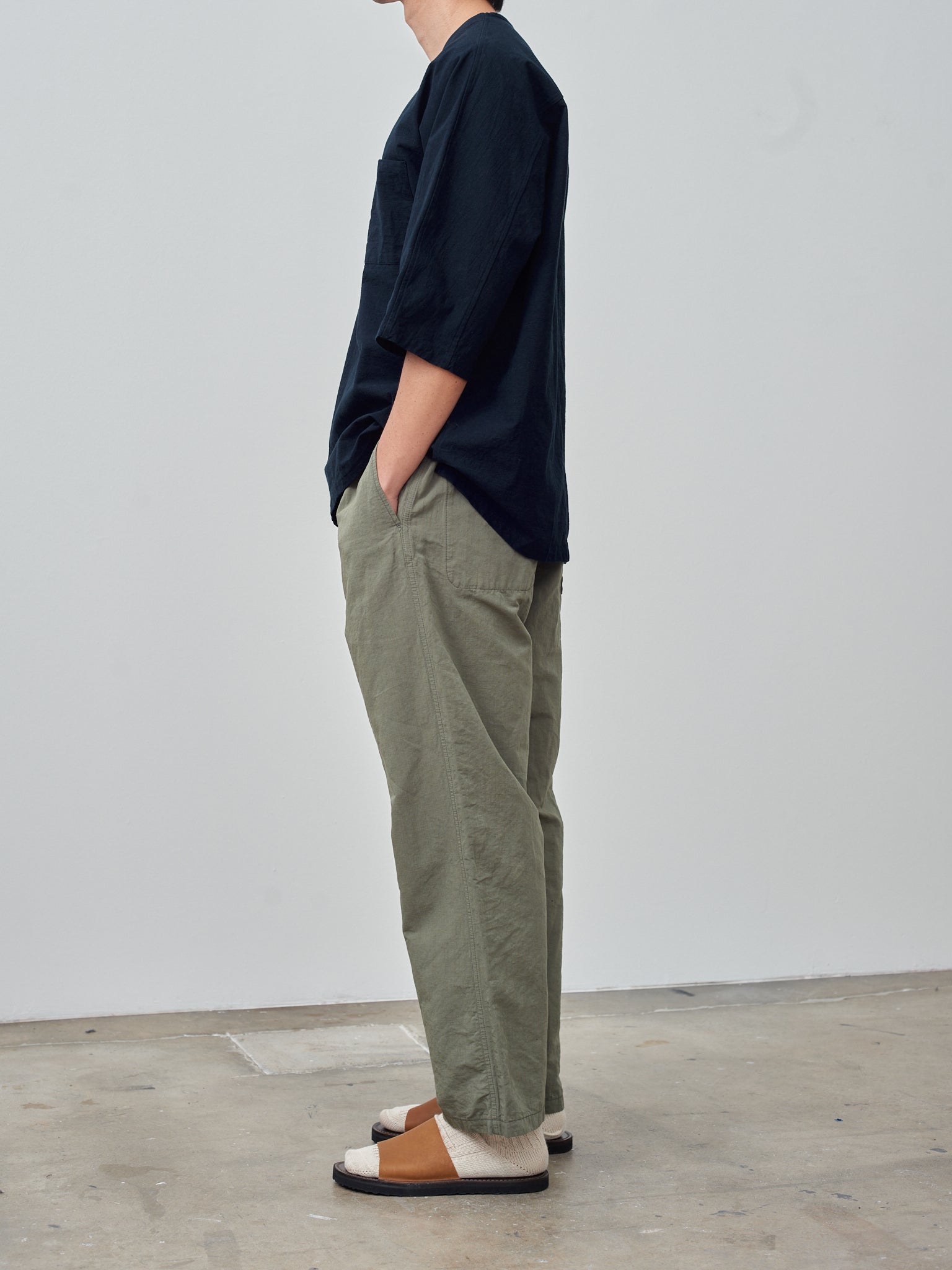 Namu Shop - Fujito Henley Neck Shirt - Dark Navy