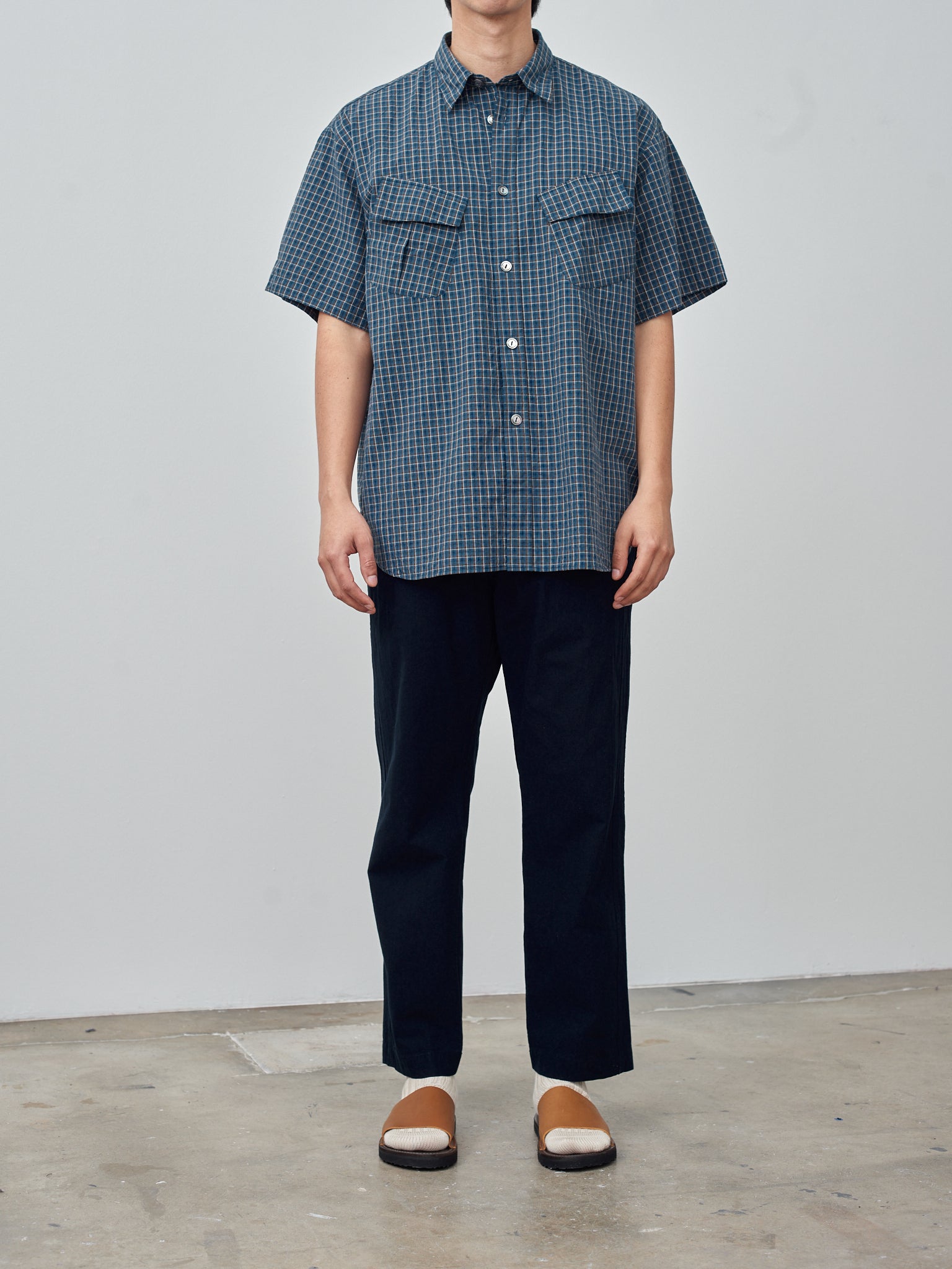Namu Shop - Fujito S/S Fatigue Shirt - Blue Check