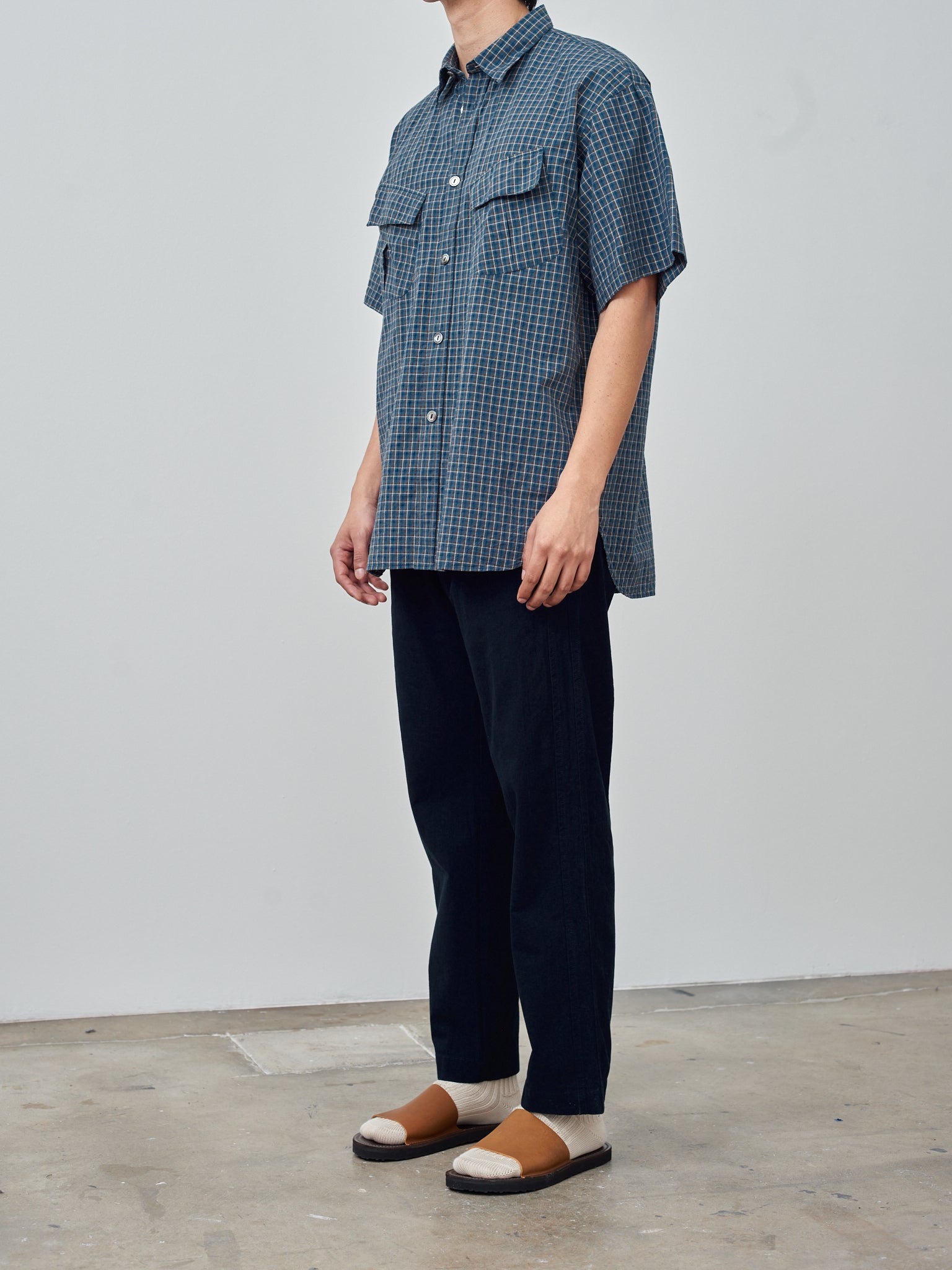 Namu Shop - Fujito S/S Fatigue Shirt - Blue Check