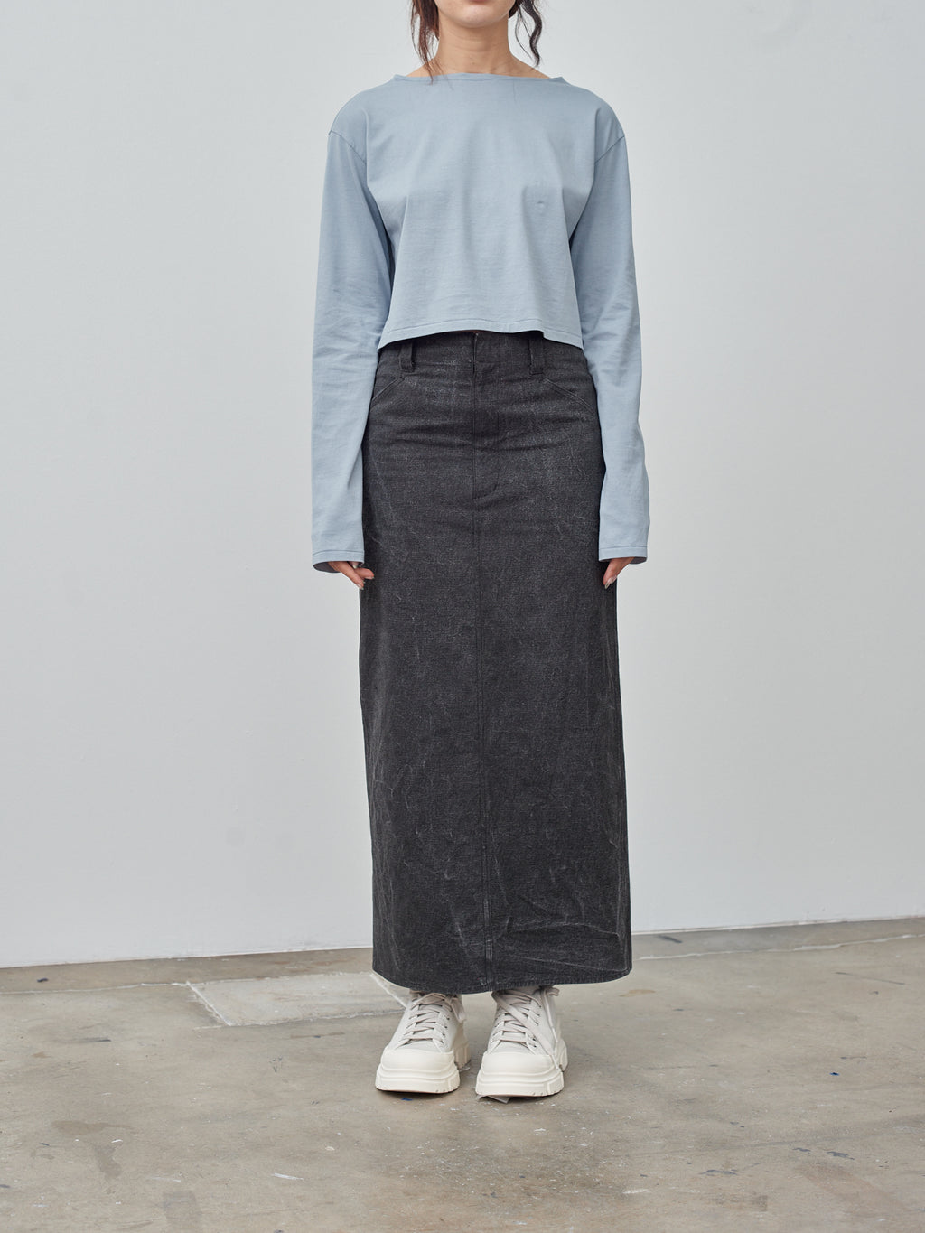 Namu Shop - Auralee Washed Hard Twist Canvas Skirt - Ink Black