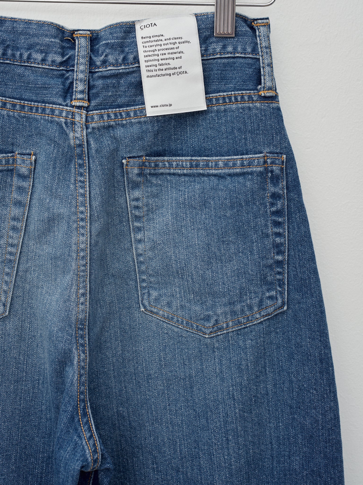 Namu Shop - Ciota High-Rise 5 Pocket Pants - Medium Dark Blue Damage