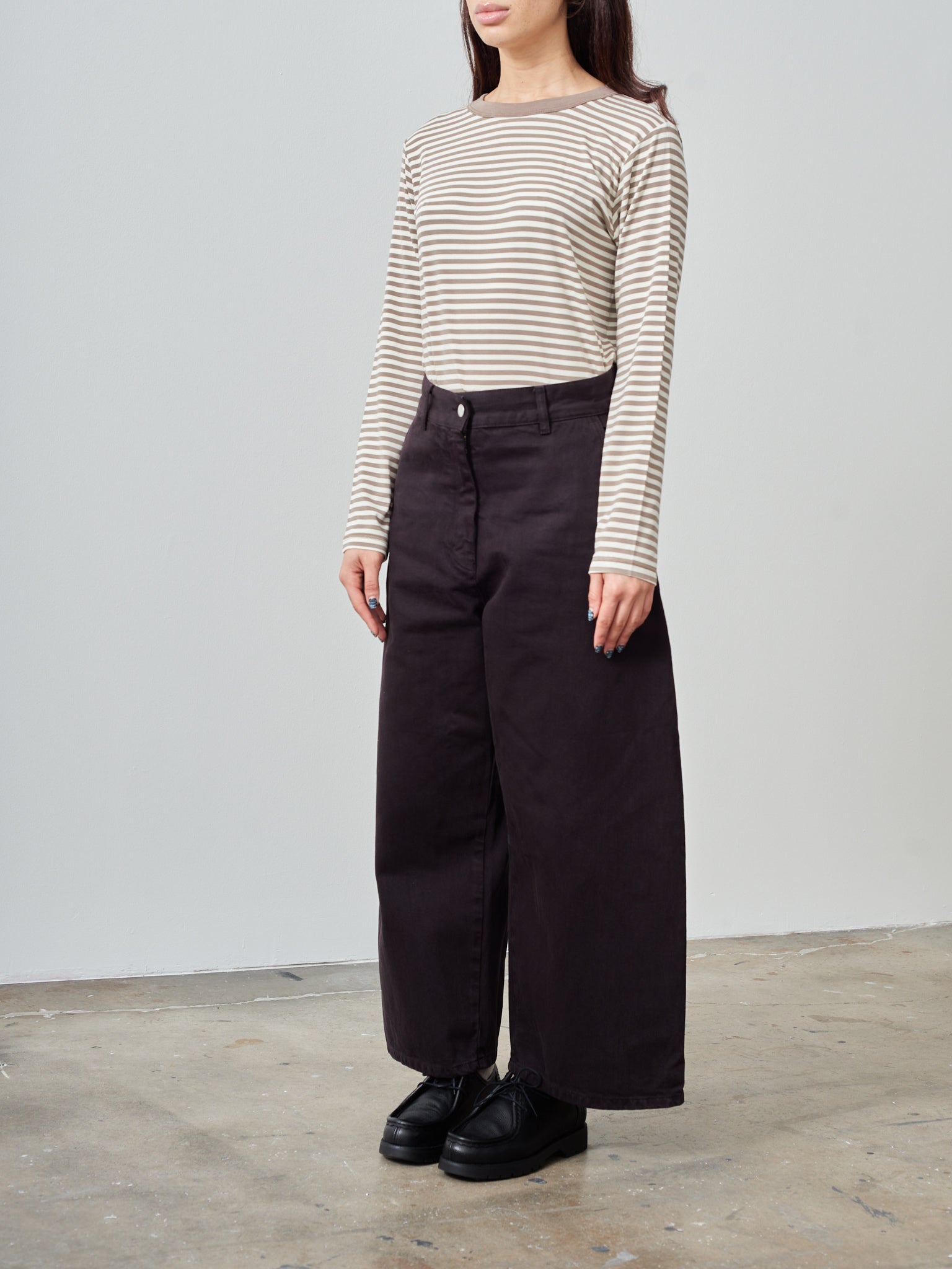 Namu Shop - Studio Nicholson Chalco Wide Crop Pant - Black Grape