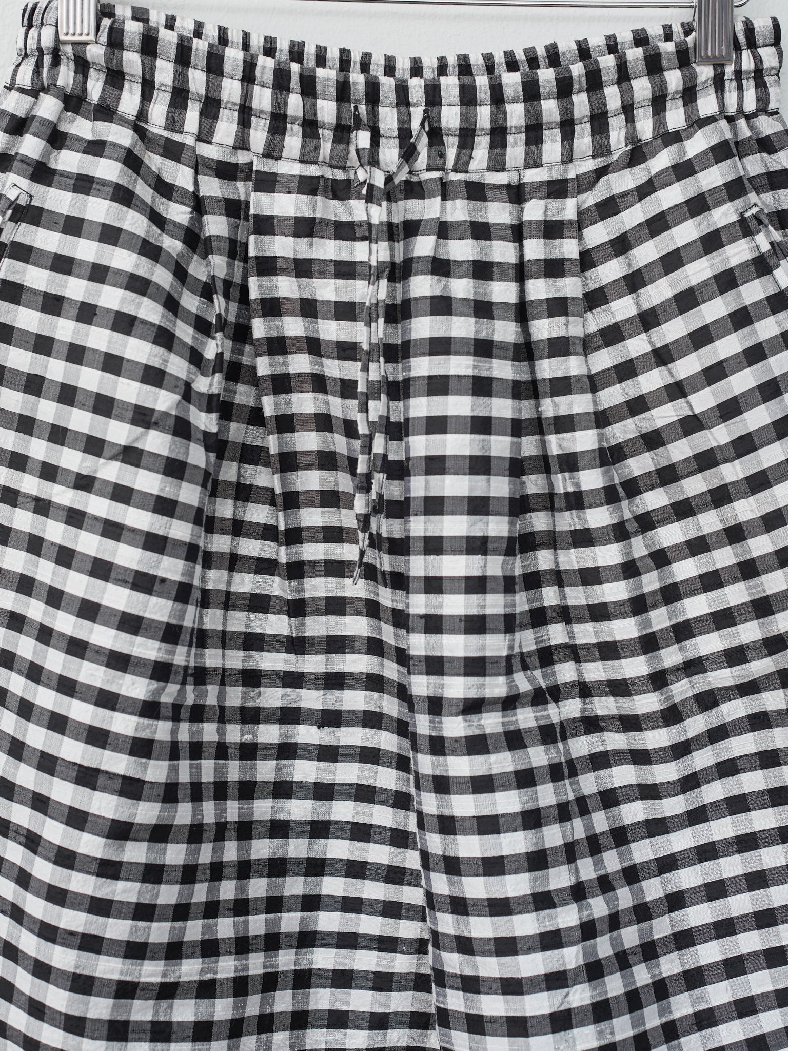 Namu Shop - Veritecoeur Dupion Silk Check Pants - Black x White