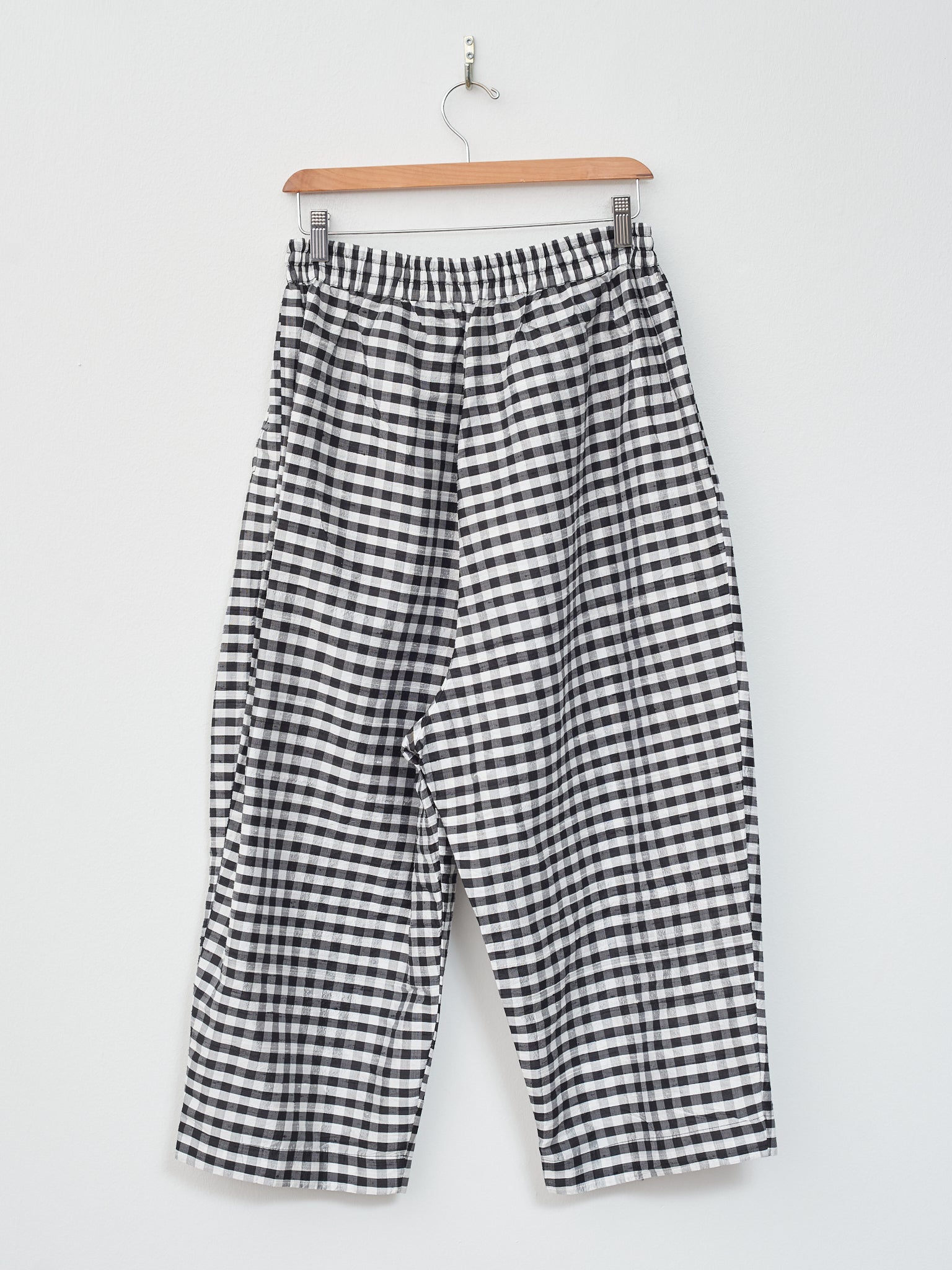 Namu Shop - Veritecoeur Dupion Silk Check Pants - Black x White