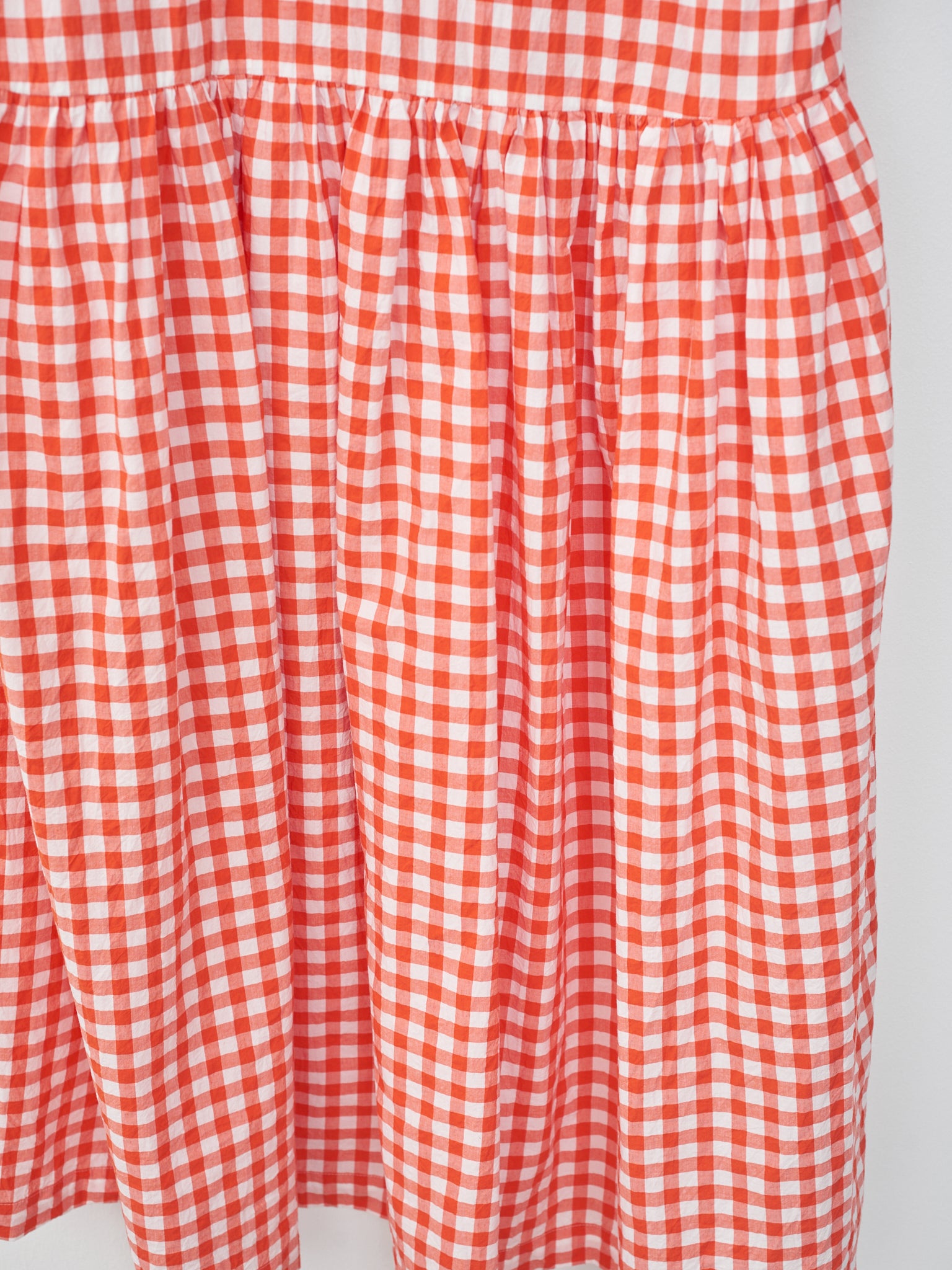 Namu Shop - Veritecoeur Gingham Check Gather Dress - Orange