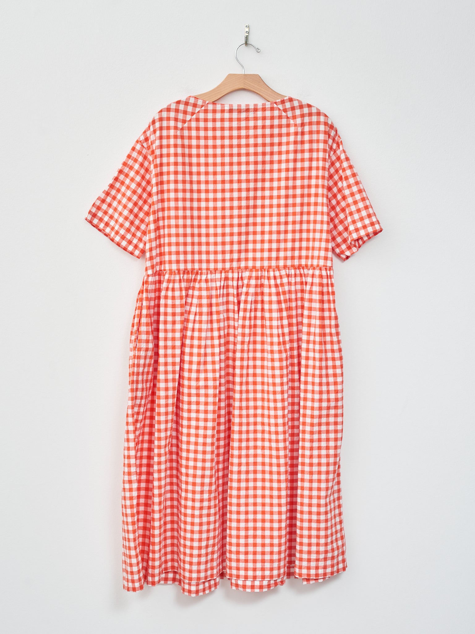Namu Shop - Veritecoeur Gingham Check Gather Dress - Orange