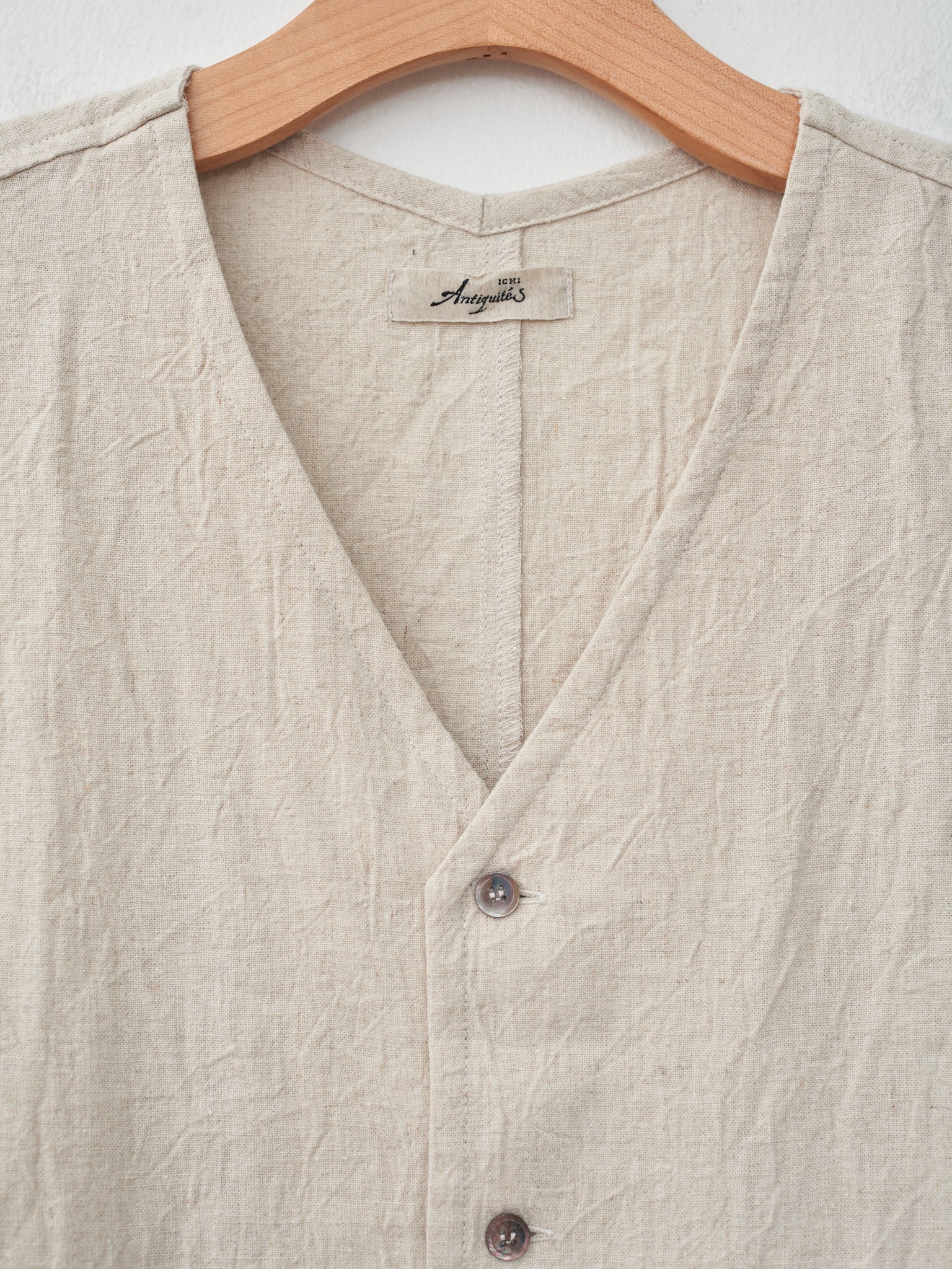 Namu Shop - Ichi Antiquites Linen Vintage Vest - Natural