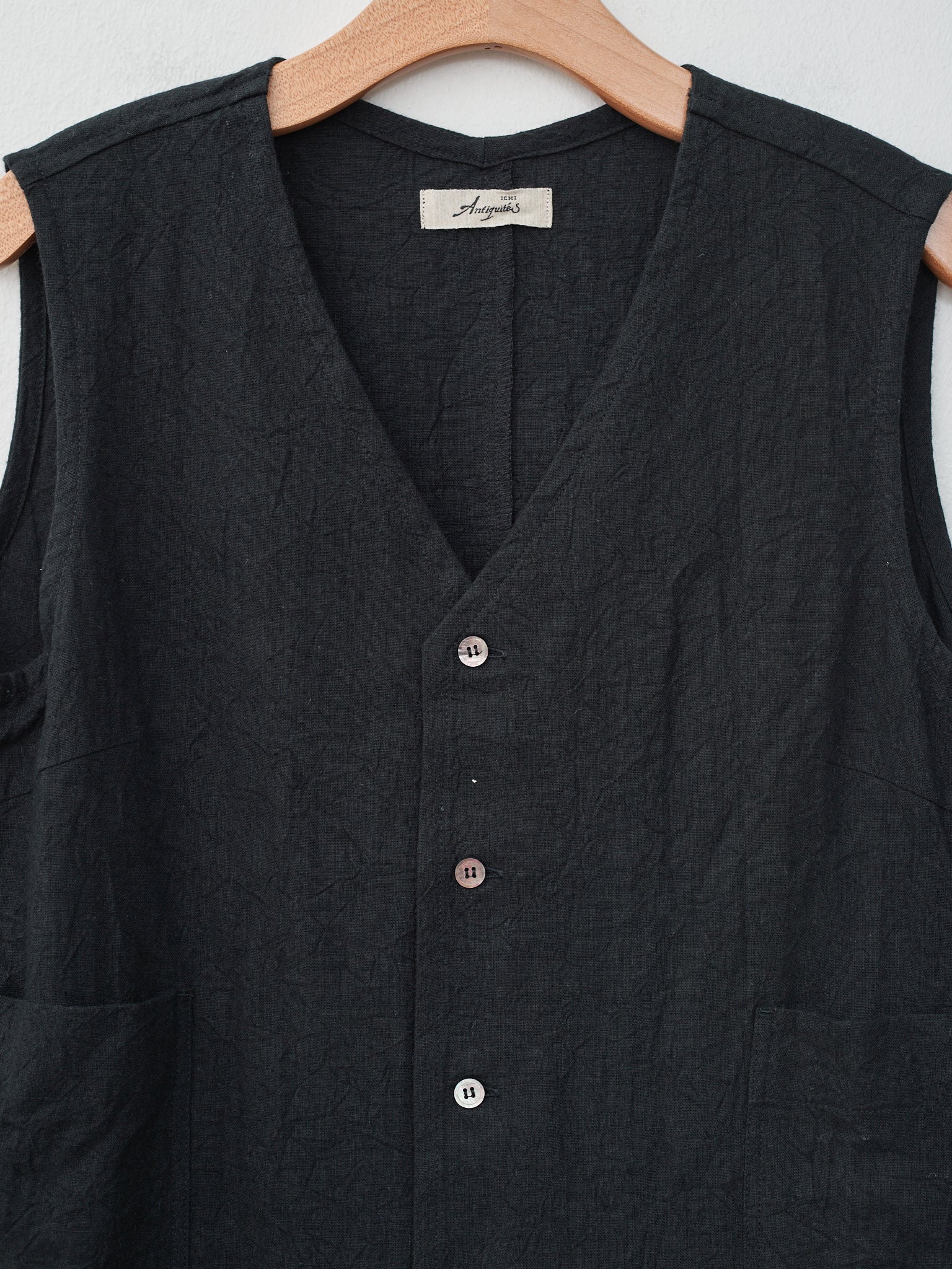 Namu Shop - Ichi Antiquites Linen Vintage Vest - Black